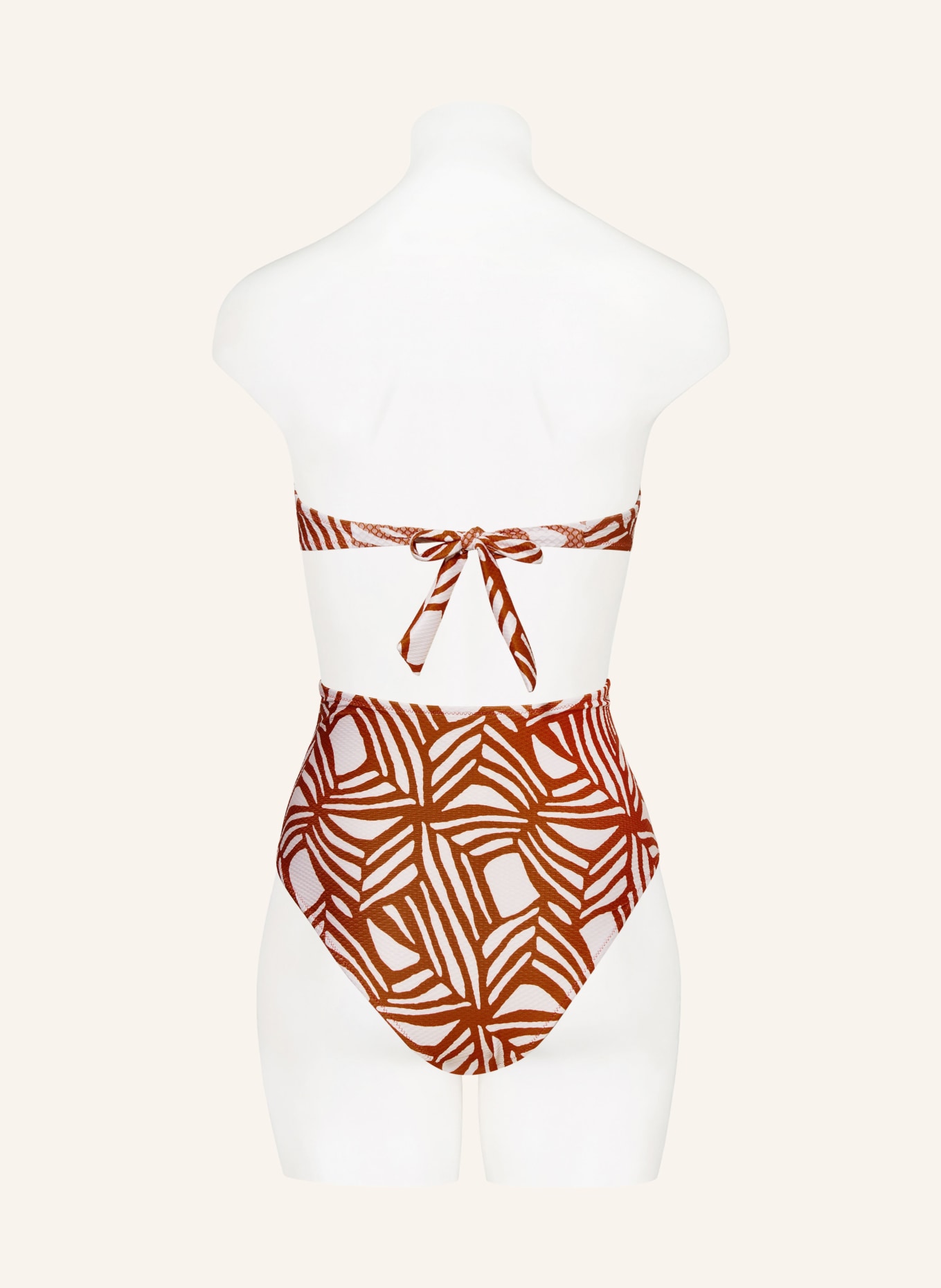 watercult Bandeau bikini top ORGANIC MODERNS, Color: DARK ORANGE/ WHITE (Image 5)