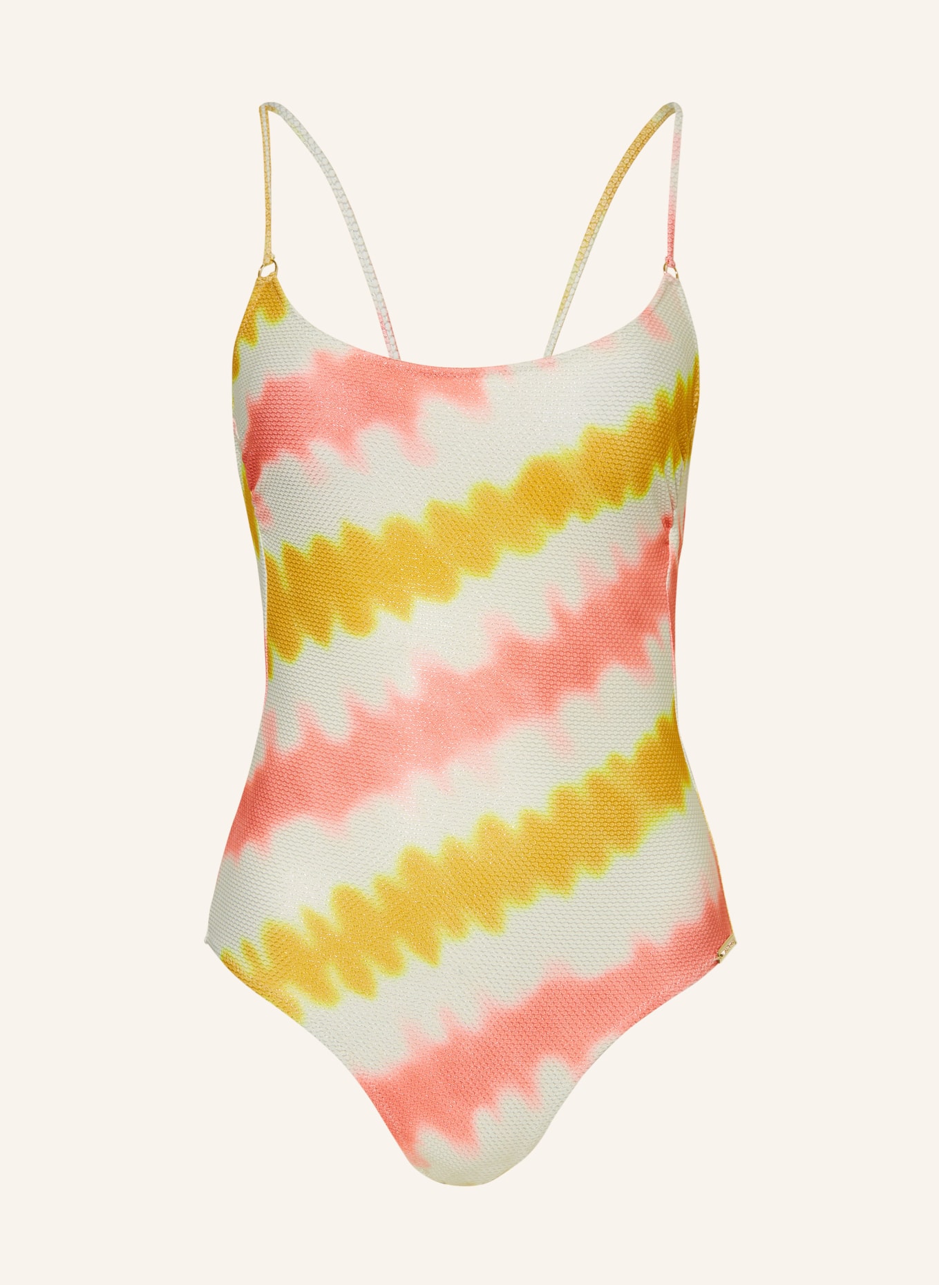 watercult Swimsuit SUMMER MUSE with glitter thread, Color: DARK YELLOW/ LIGHT RED/ CREAM (Image 1)