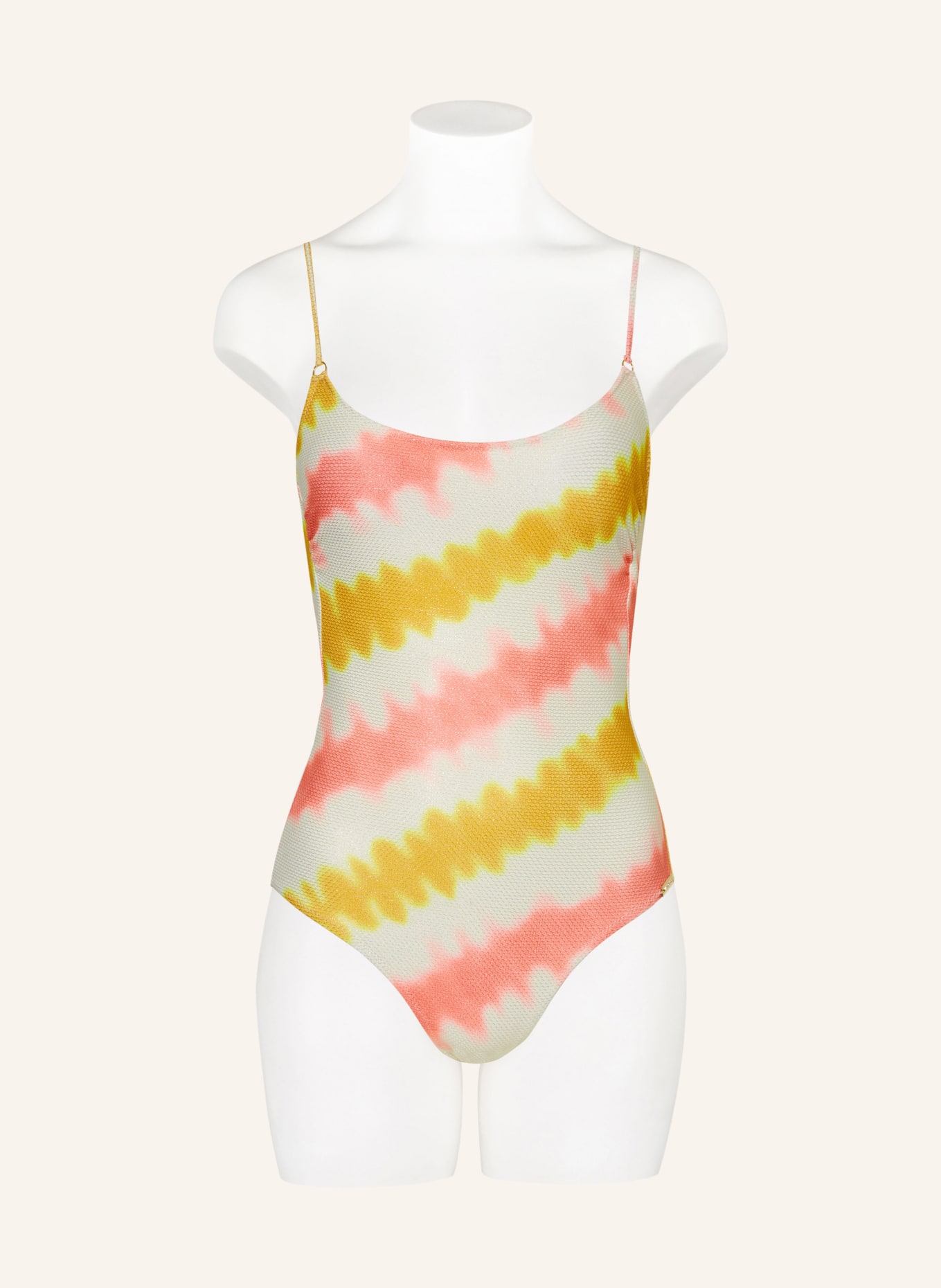 watercult Swimsuit SUMMER MUSE with glitter thread, Color: DARK YELLOW/ LIGHT RED/ CREAM (Image 2)