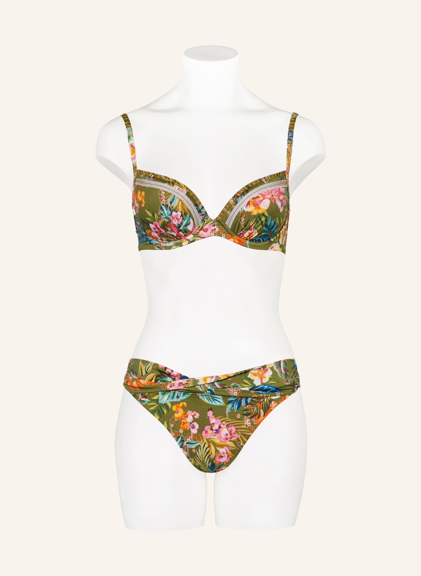 watercult Underwired bikini top SUNSET FLORALS, Color: 803 WARM OLIVE (Image 2)