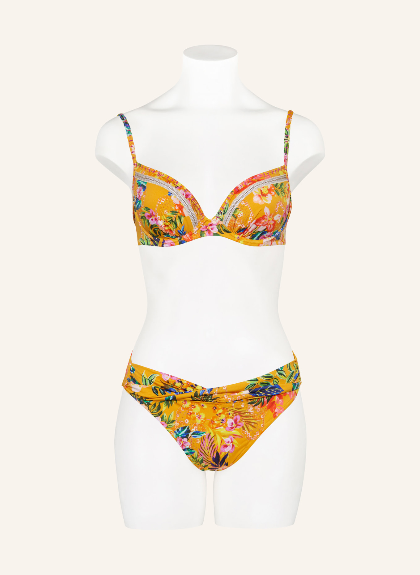 watercult Bügel-Bikini-Top SUNSET FLORALS, Farbe: DUNKELGELB/ BLAU/ ROT (Bild 2)
