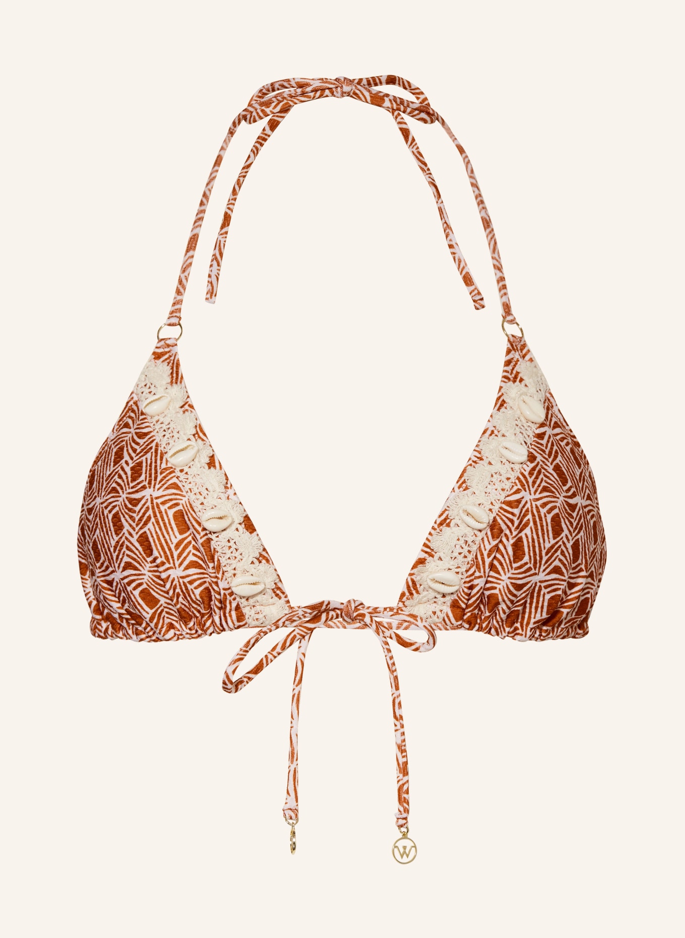 watercult Triangle bikini top ORGANIC MODERNS, Color: DARK ORANGE/ WHITE (Image 1)