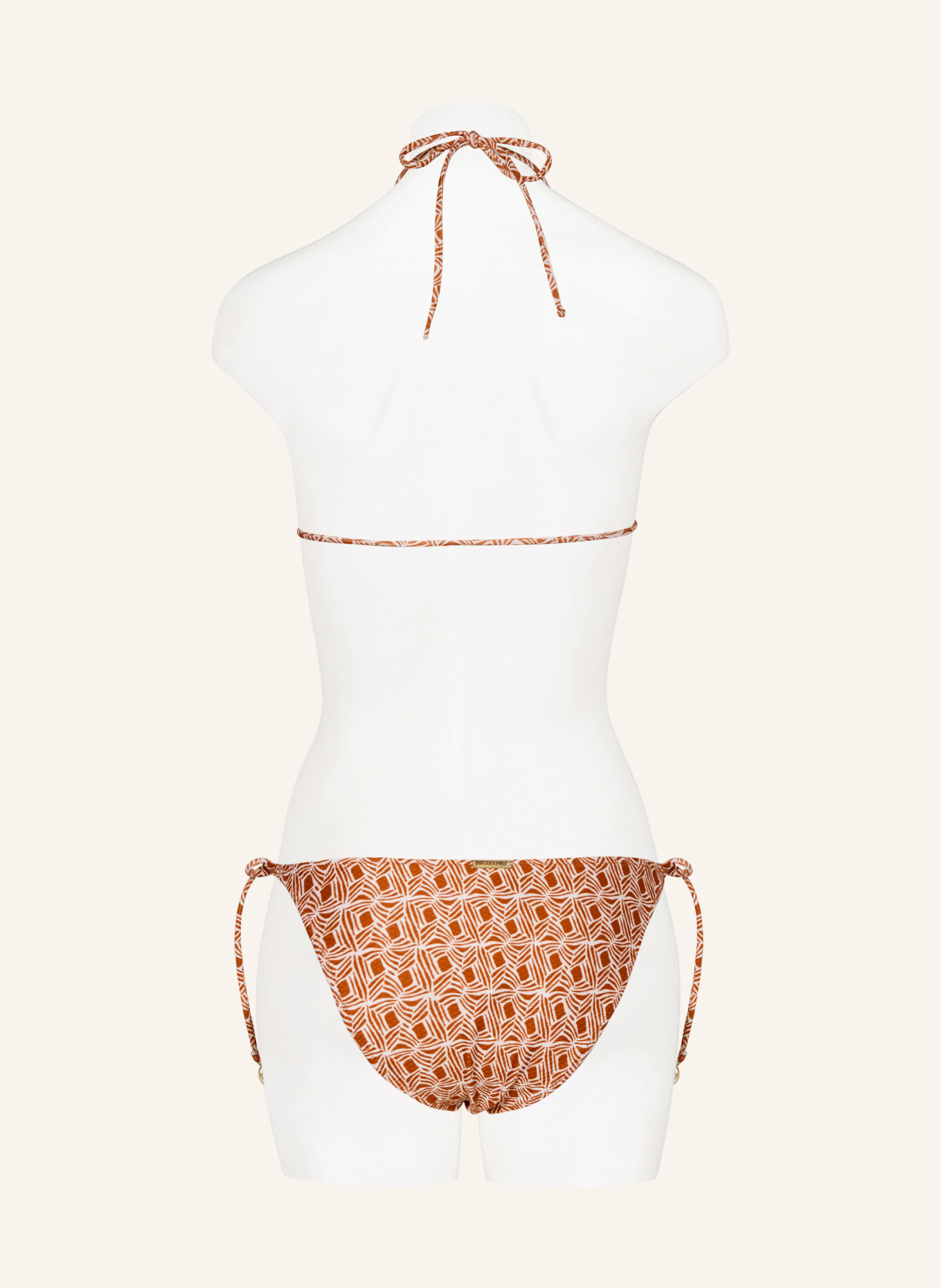 watercult Triangle bikini top ORGANIC MODERNS, Color: DARK ORANGE/ WHITE (Image 3)