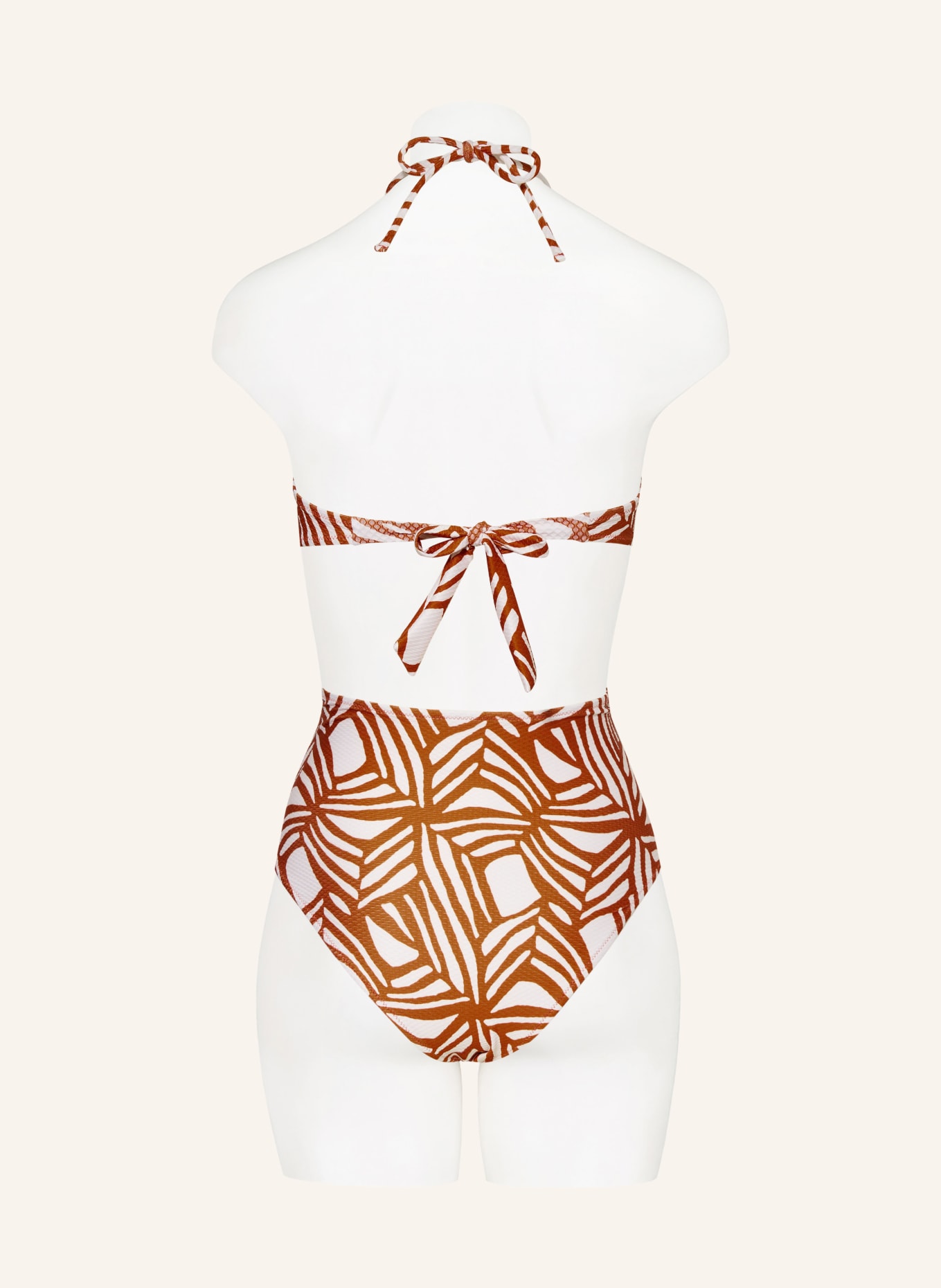 watercult High-waist bikini bottoms ORGANIC MODERNS, Color: DARK ORANGE/ WHITE (Image 3)