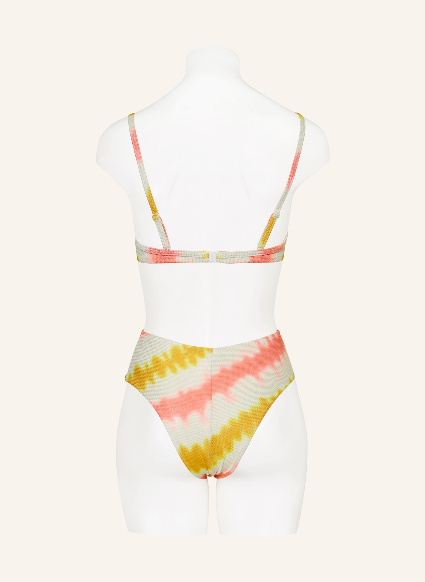 watercult Underwired bikini top SUMMER MUSE with glitter thread, Color: DARK YELLOW/ LIGHT RED/ CREAM (Image 3)