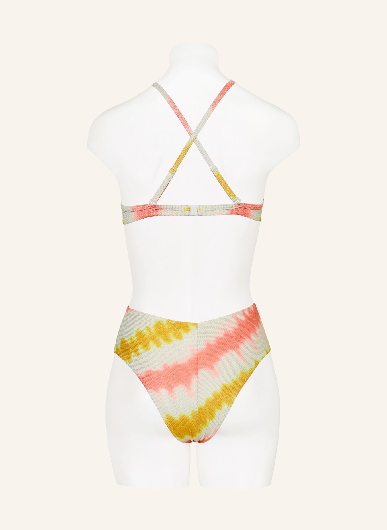 watercult Underwired bikini top SUMMER MUSE with glitter thread, Color: DARK YELLOW/ LIGHT RED/ CREAM (Image 4)