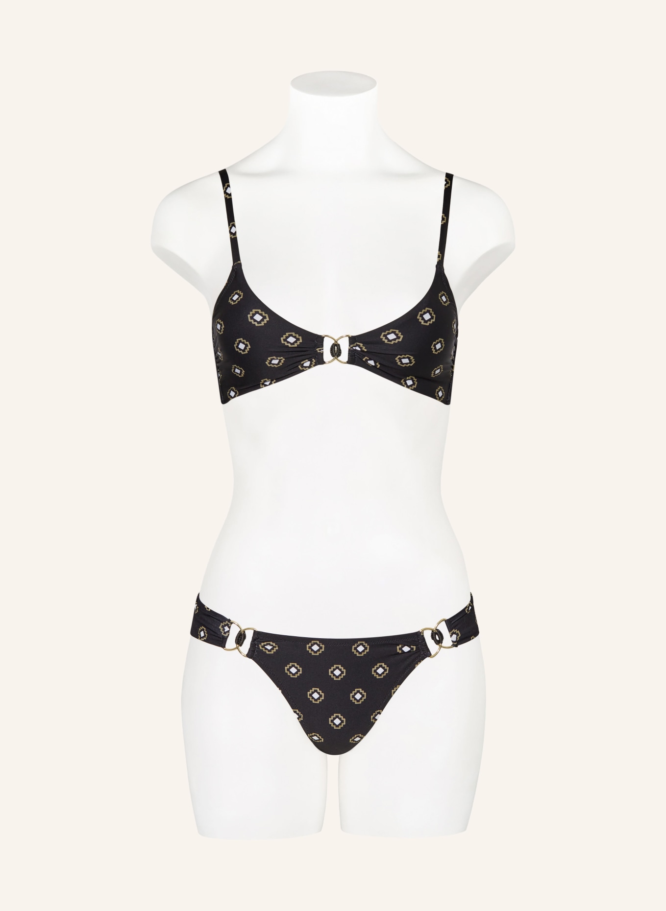 watercult Bralette-Bikini-Top TILES CRAFT, Farbe: SCHWARZ/ WEISS/ OLIV (Bild 2)
