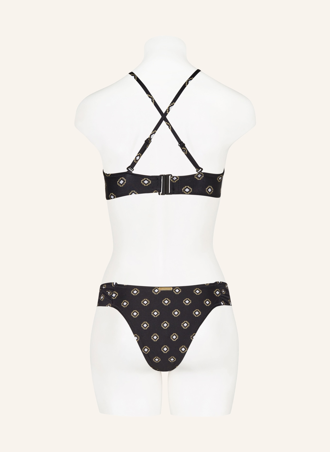 watercult Bralette bikini top TILES CRAFT, Color: BLACK/ WHITE/ OLIVE (Image 4)