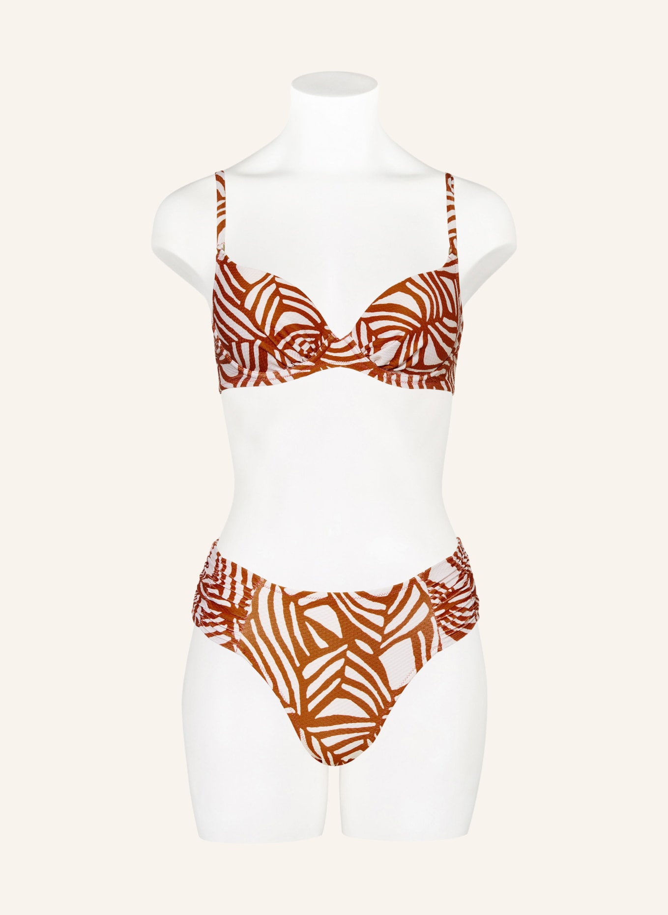 watercult Underwired bikini top ORGANIC MODERNS, Color: DARK ORANGE/ WHITE (Image 2)