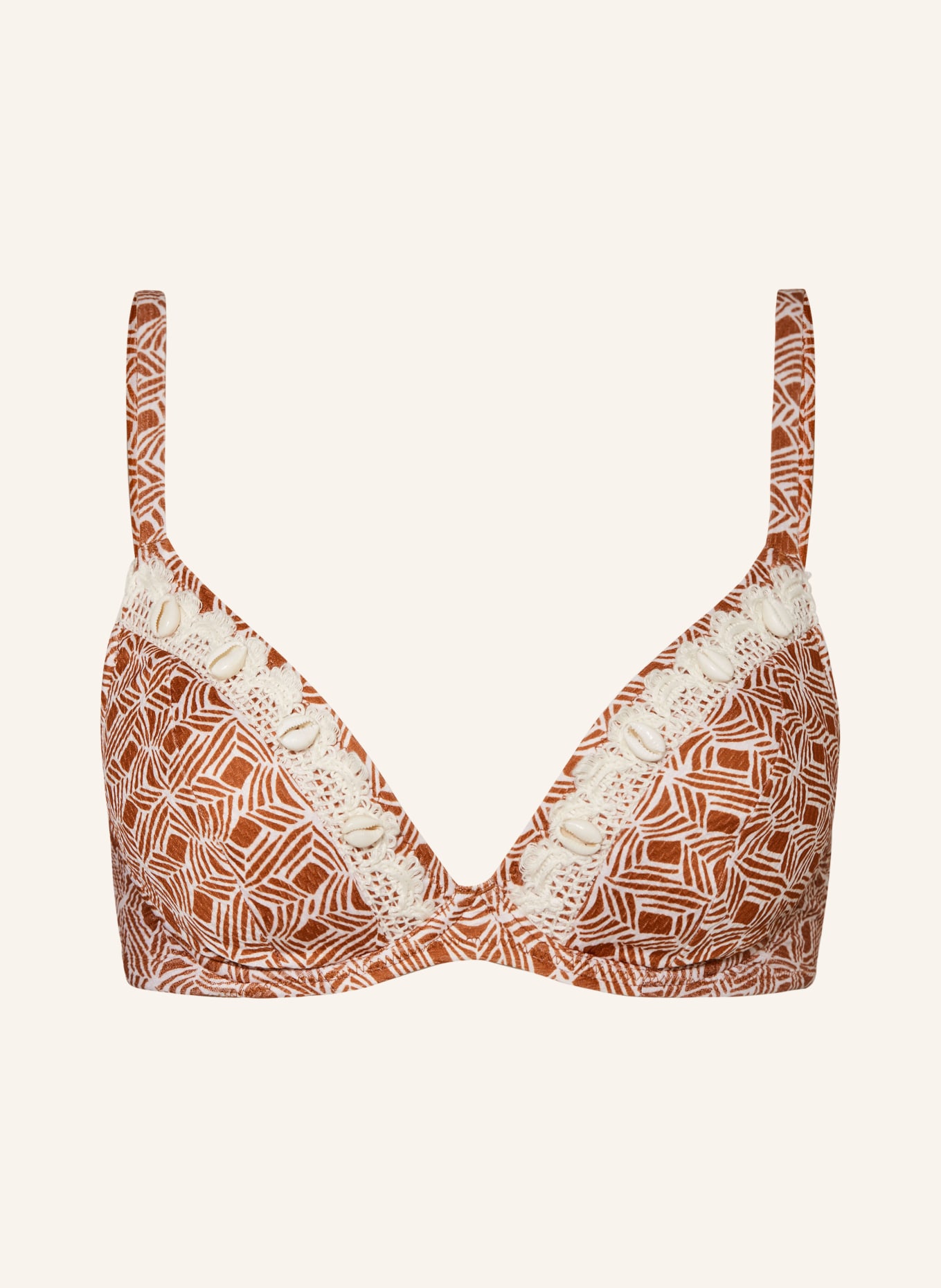 watercult Underwired bikini top ORGANIC MODERNS, Color: DARK ORANGE/ WHITE (Image 1)