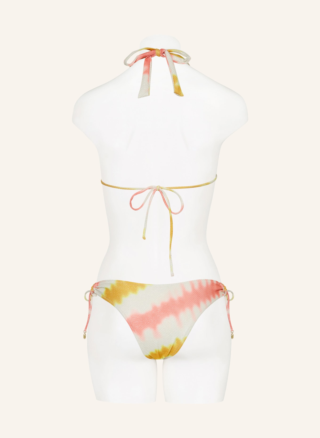 watercult Triangle bikini top SUMMER MUSE with glitter thread, Color: DARK YELLOW/ CREAM/ LIGHT RED (Image 3)