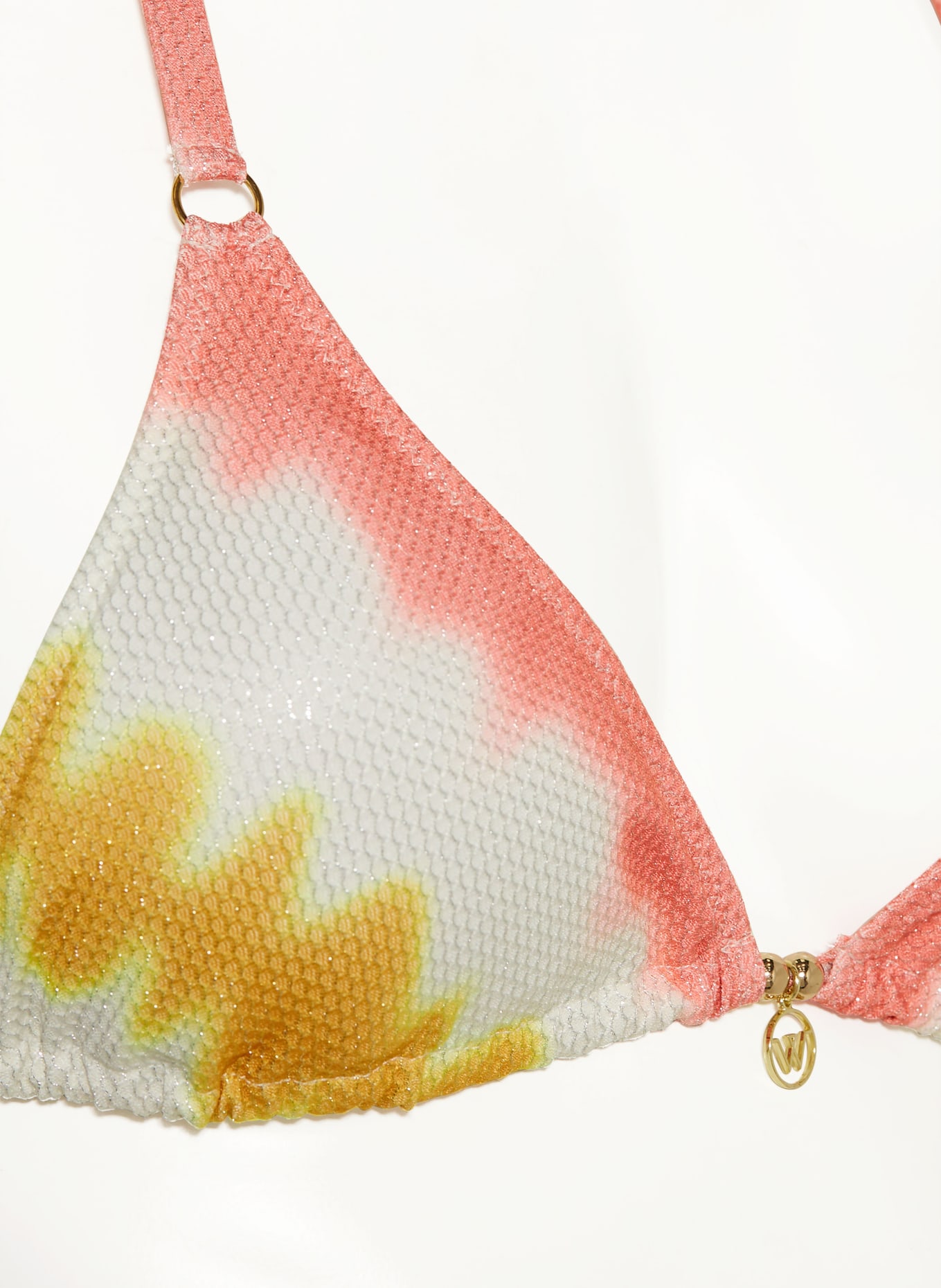 watercult Triangle bikini top SUMMER MUSE with glitter thread, Color: DARK YELLOW/ CREAM/ LIGHT RED (Image 4)