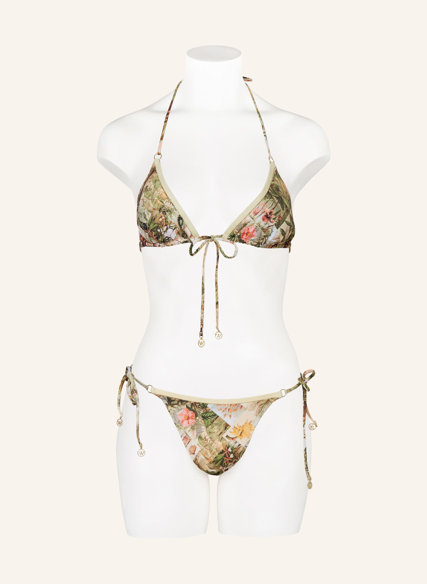watercult Triangle bikini top LUSH UTOPIA, Color: GREEN/ DARK YELLOW/ PINK (Image 2)