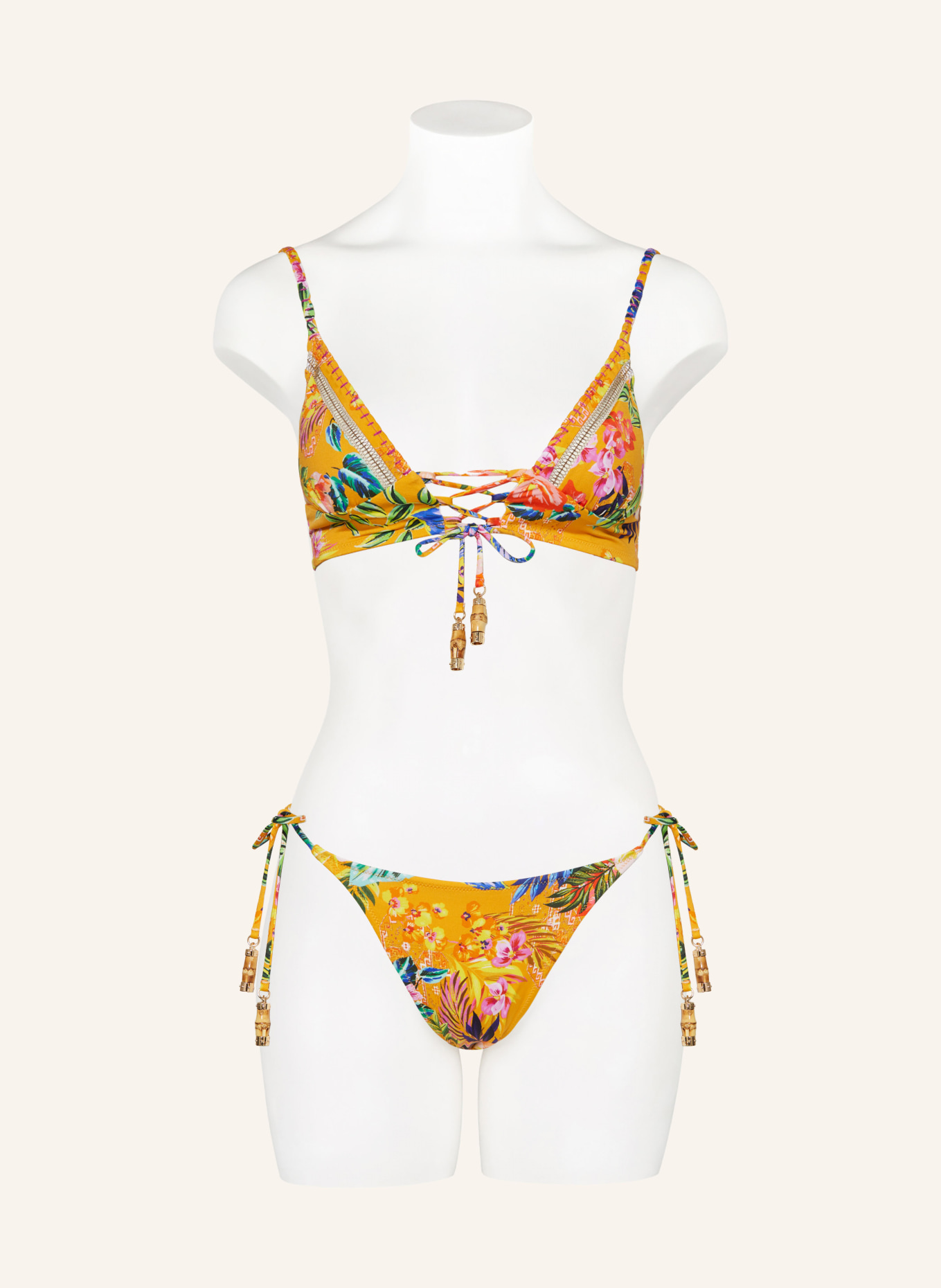 watercult Triangel-Bikini-Hose SUNSET FLORALS, Farbe: DUNKELGELB/ BLAU/ ROT (Bild 2)