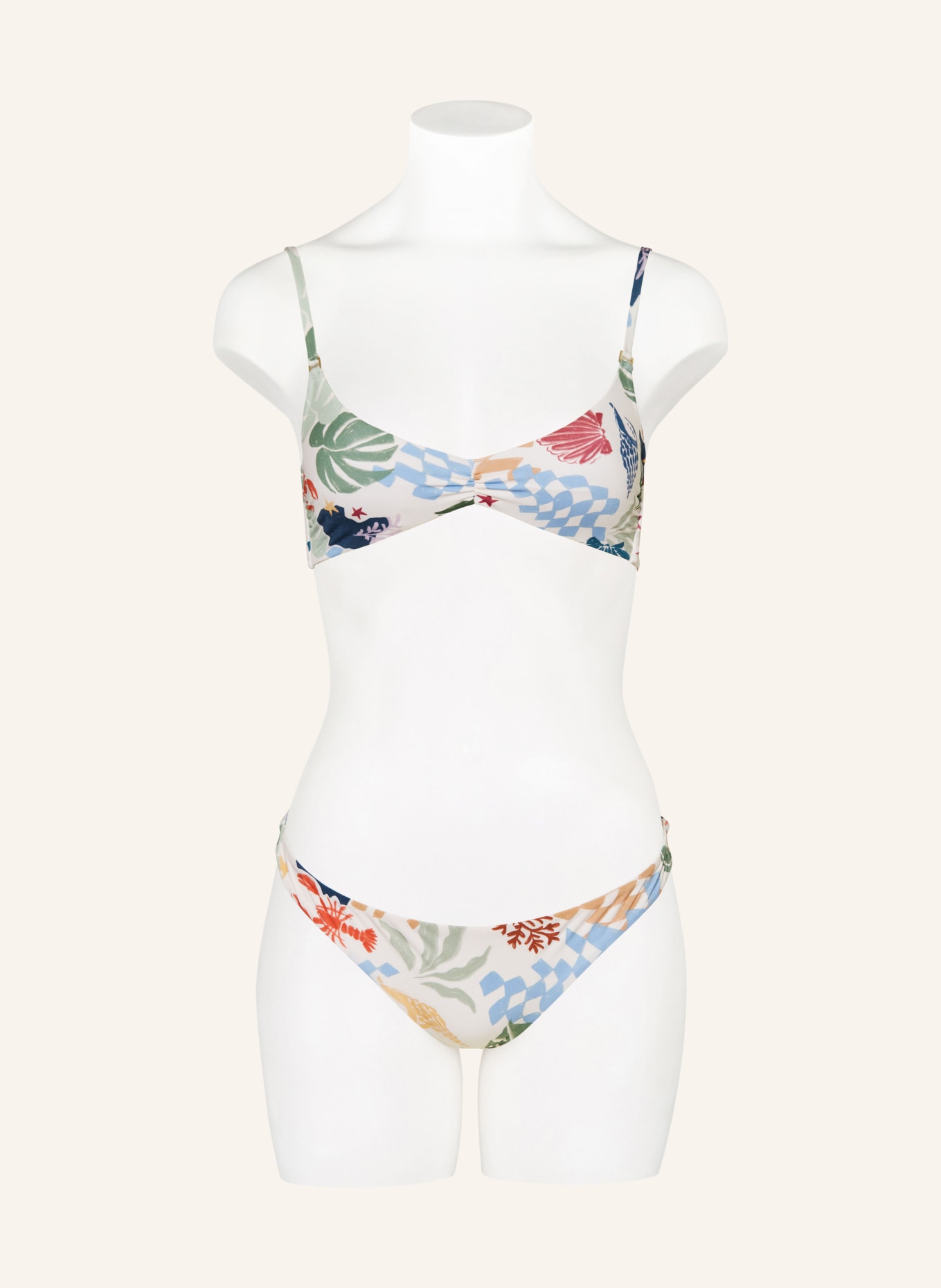 watercult Brazilian-Bikini-Hose SEASIDE TALES, Farbe: ECRU/ DUNKELROT/ HELLBLAU (Bild 2)