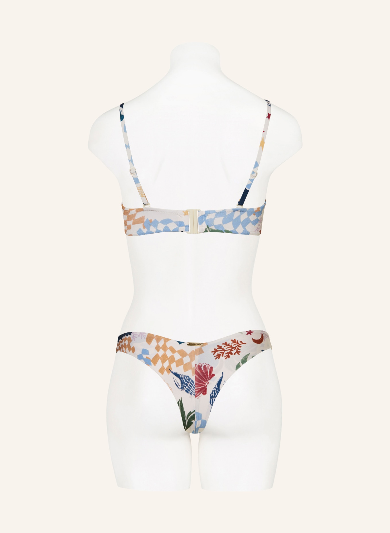 watercult Brazilian-Bikini-Hose SEASIDE TALES, Farbe: ECRU/ DUNKELROT/ HELLBLAU (Bild 3)