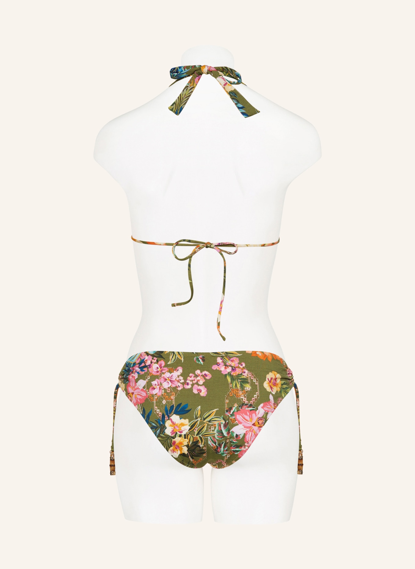 watercult Triangel-Bikini-Top SUNSET FLORALS, Farbe: OLIV/ ORANGE (Bild 3)