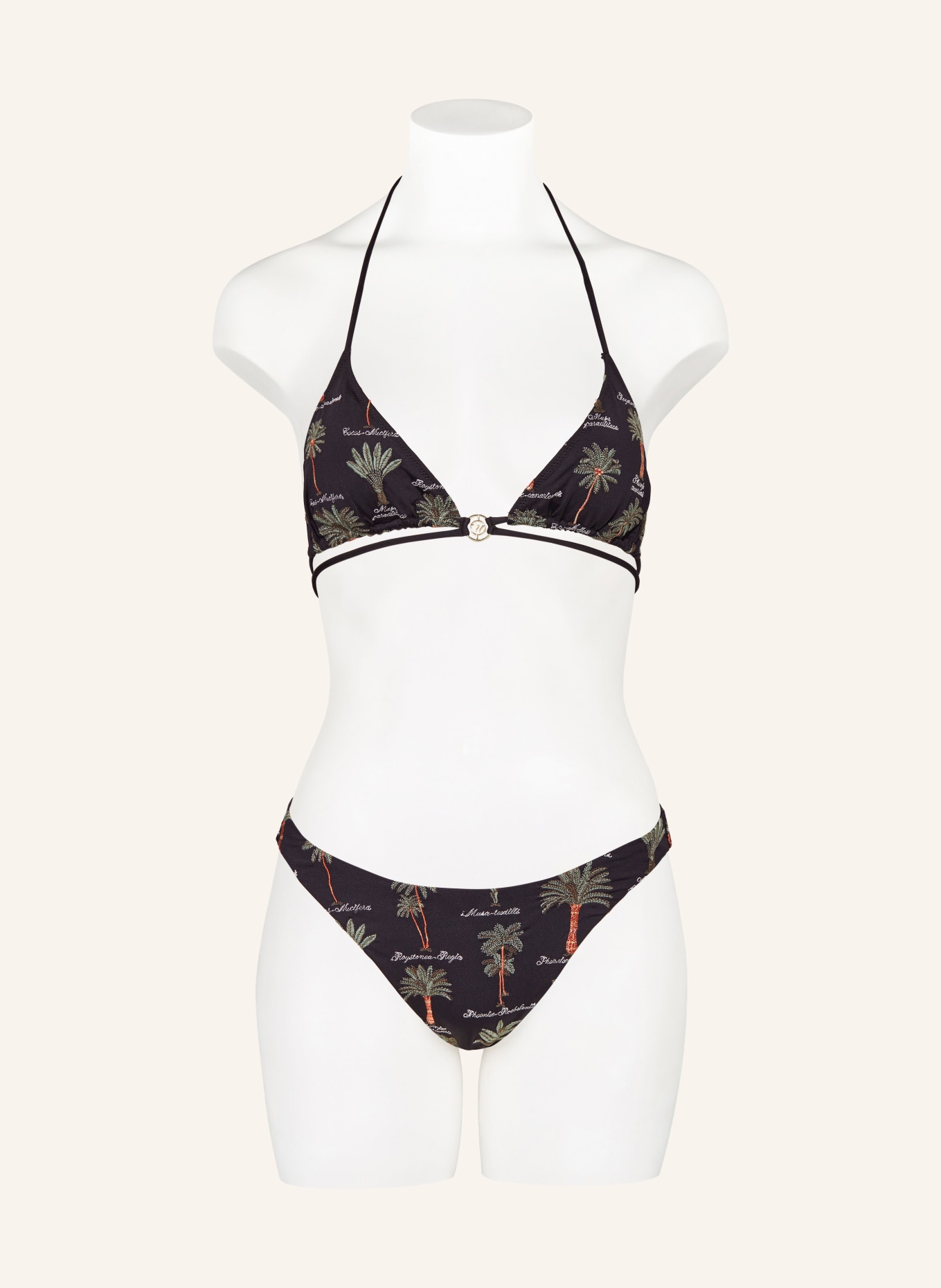 watercult Triangle bikini top ART HERBARIA, Color: BLACK/ GREEN (Image 2)