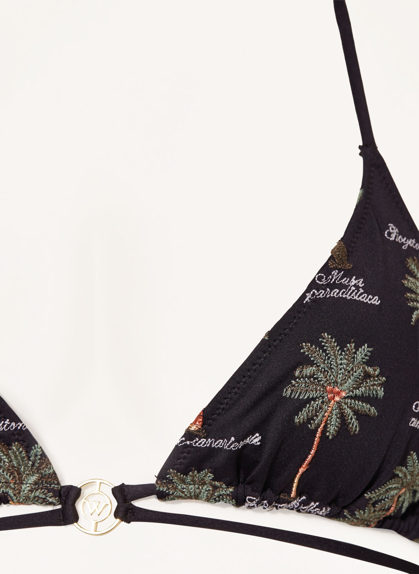watercult Triangle bikini top ART HERBARIA, Color: BLACK/ GREEN (Image 4)