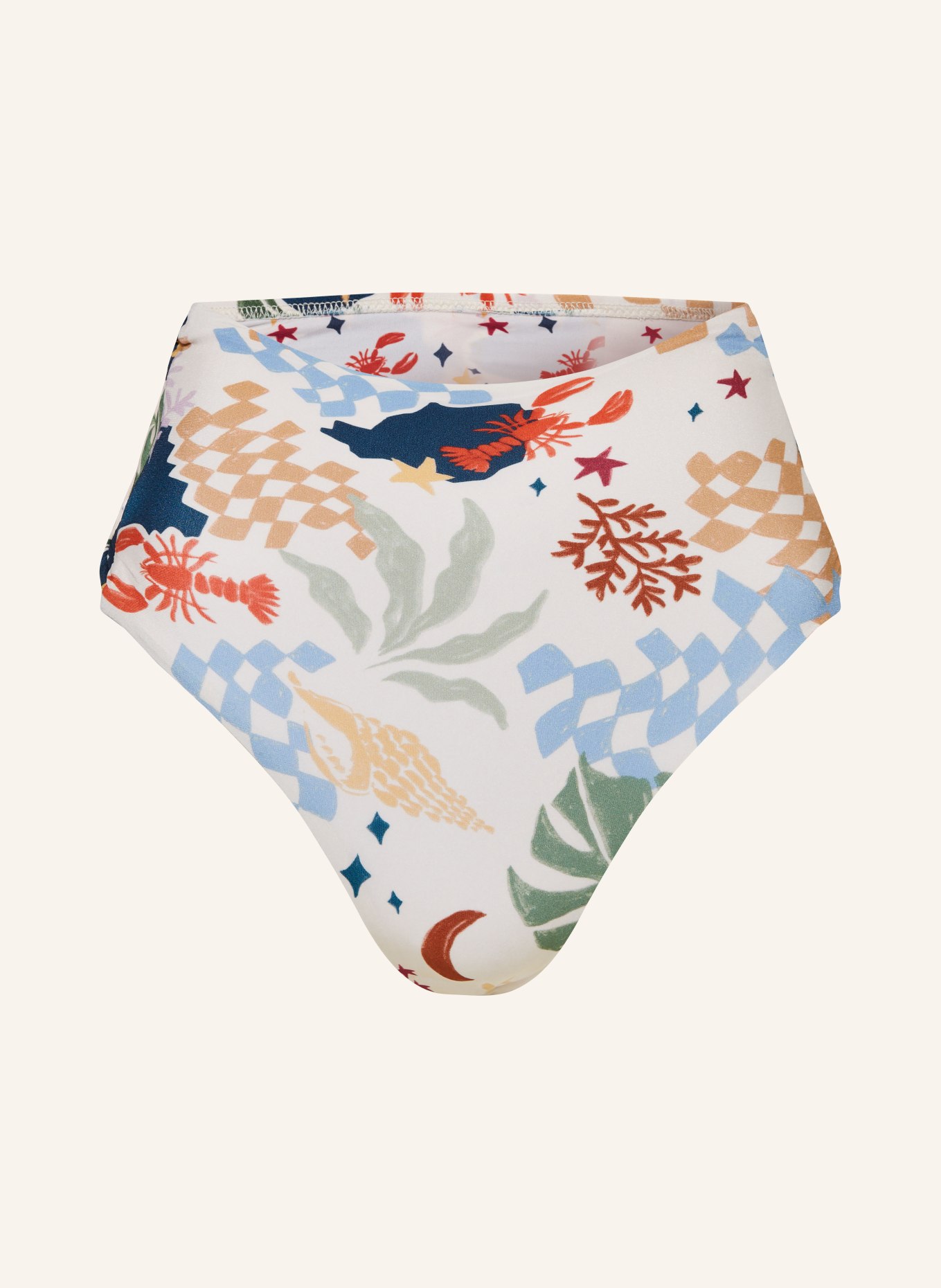 watercult High-Waist-Bikini-Hose SEASIDE TALES, Farbe: ECRU/ BLAU/ HELLGRÜN (Bild 1)