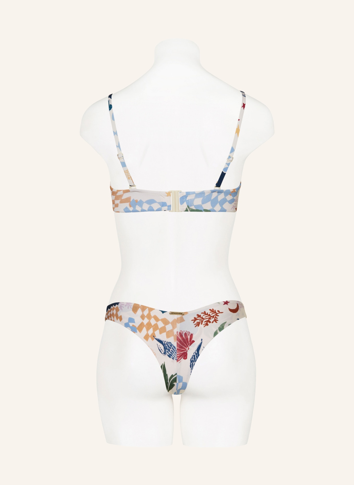 watercult Bralette bikini top SEASIDE TALES, Color: ECRU/ LIGHT BLUE/ LIGHT GREEN (Image 3)