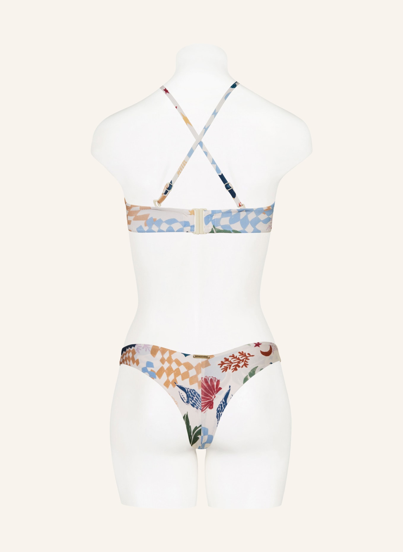 watercult Bralette bikini top SEASIDE TALES, Color: ECRU/ LIGHT BLUE/ LIGHT GREEN (Image 4)