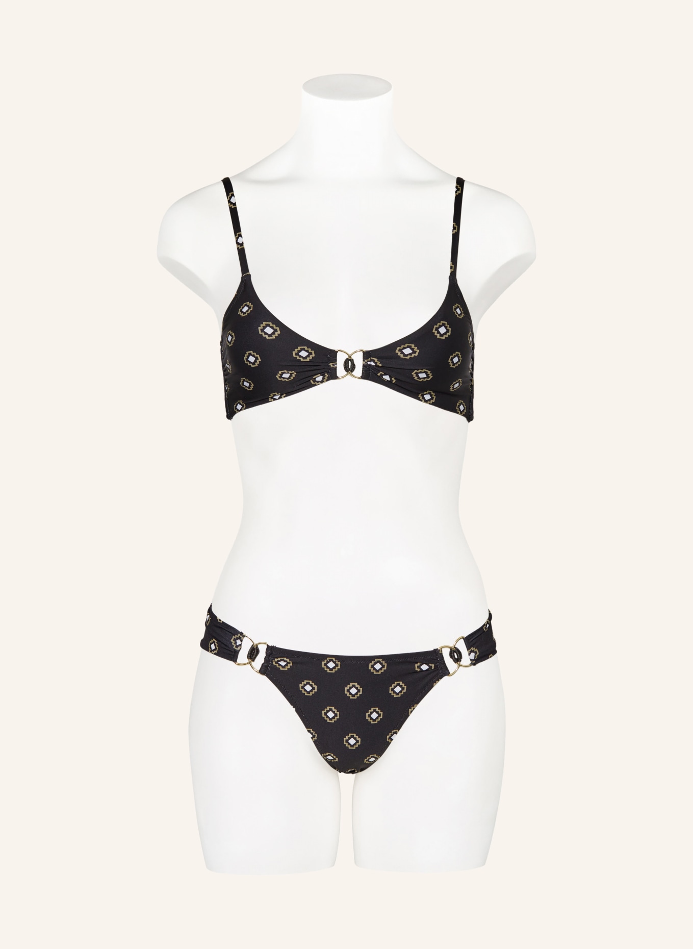 watercult Brazilian bikini bottoms TILES CRAFT, Color: BLACK/ WHITE/ OLIVE (Image 2)