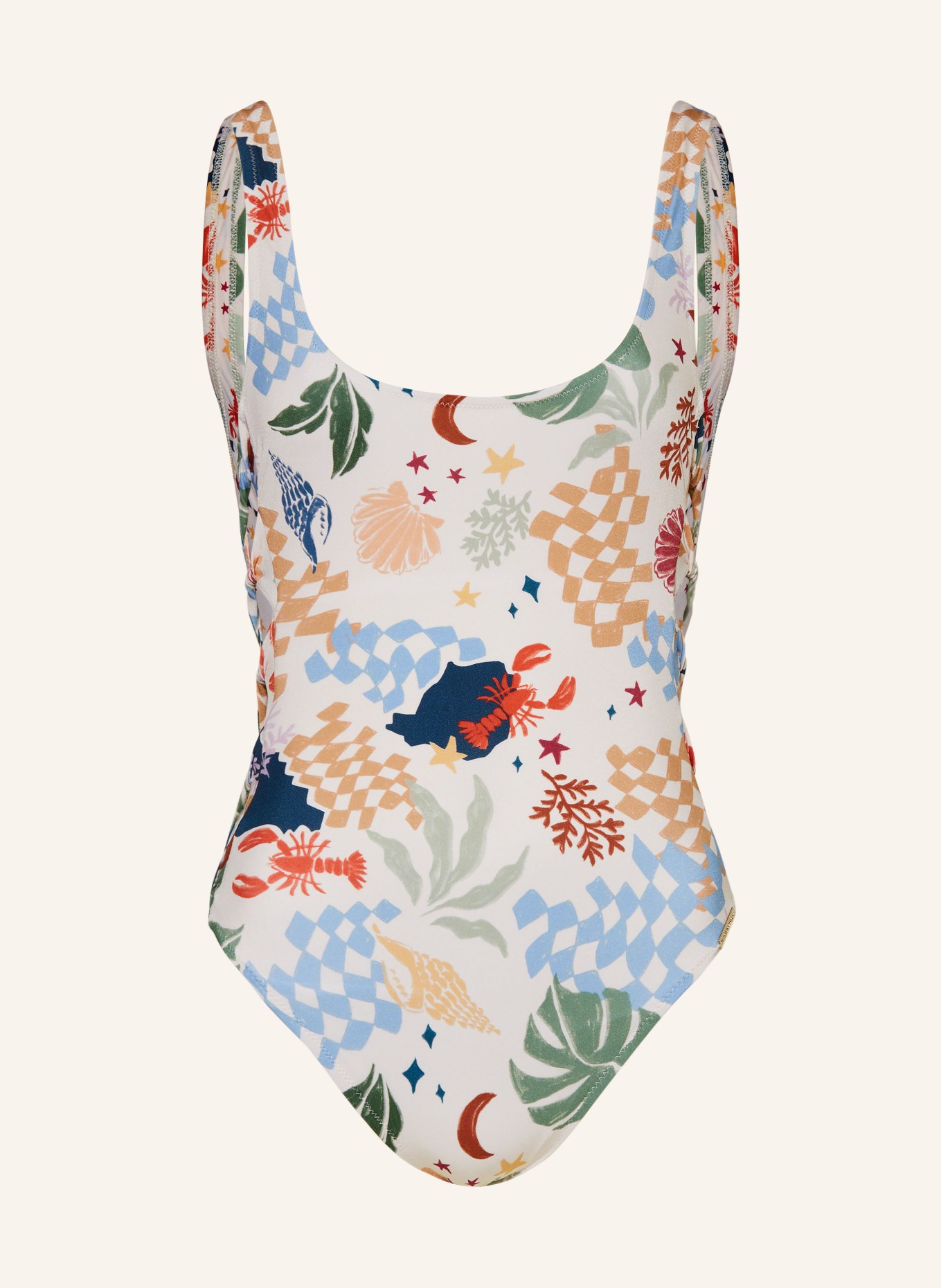watercult Swimsuit SEASIDE TALES, Color: ECRU/ BLUE/ DARK RED (Image 1)