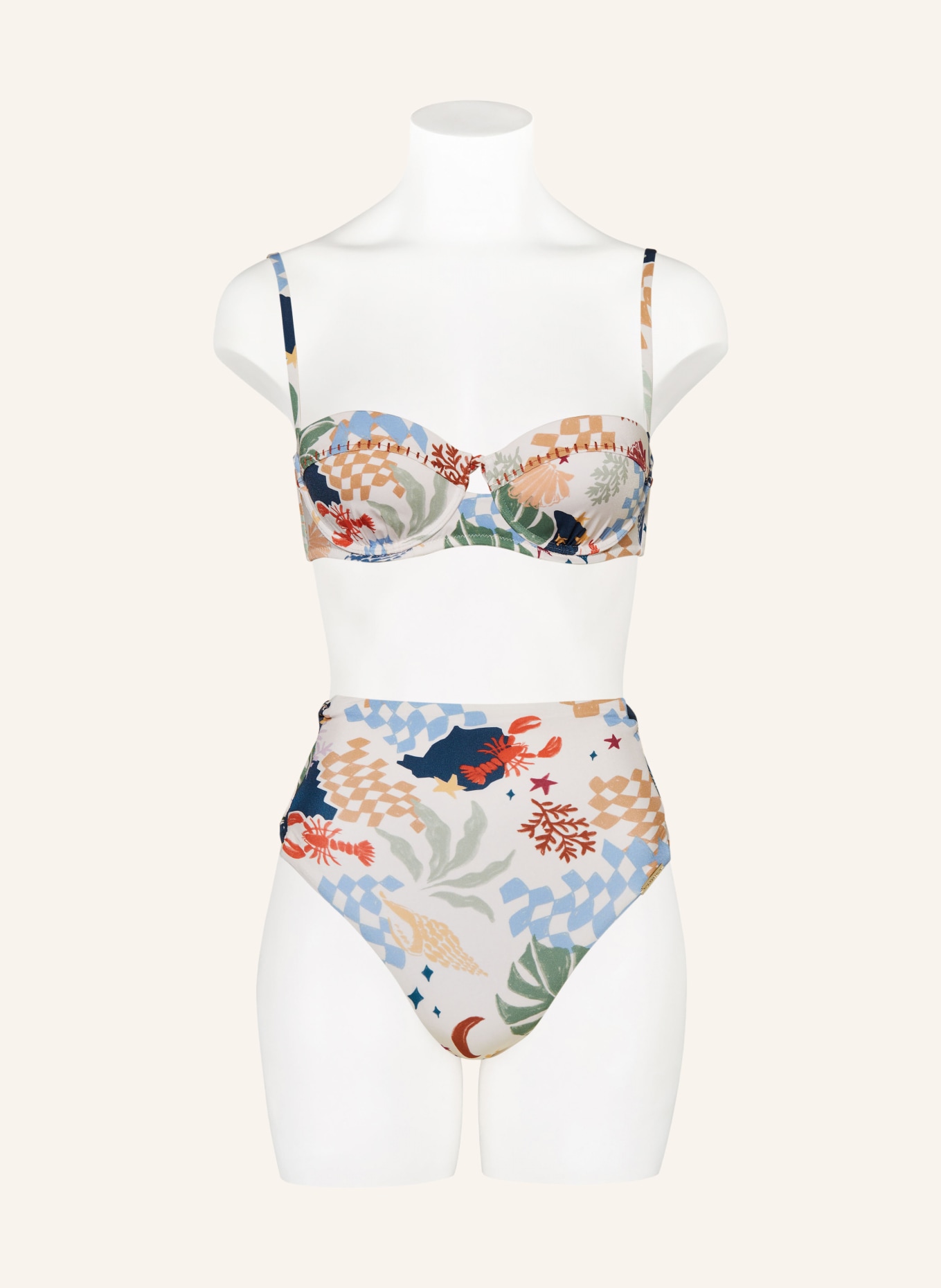 watercult Bügel-Bikini-Top SEASIDE TALES, Farbe: ECRU/ HELLBLAU/ BLAU (Bild 4)