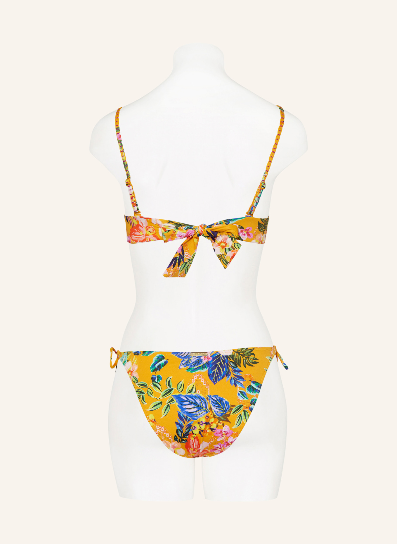 watercult Bralette-Bikini-Top SUNSET FLORALS, Farbe: DUNKELGELB/ BLAU/ ROT (Bild 3)