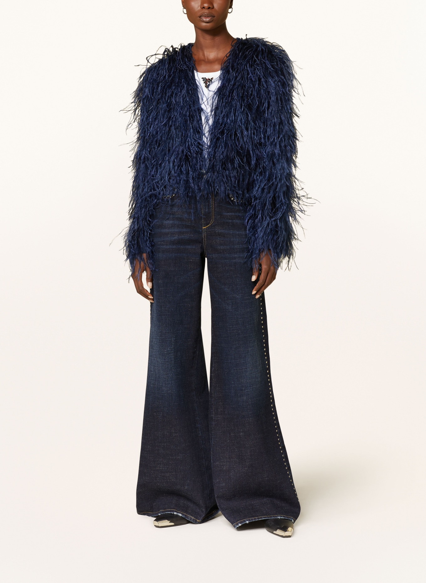 DOROTHEE SCHUMACHER Flared jeans DENIM ATTRACTION PANTS with rivets, Color: 887 TRUE DENIM BLUE (Image 2)