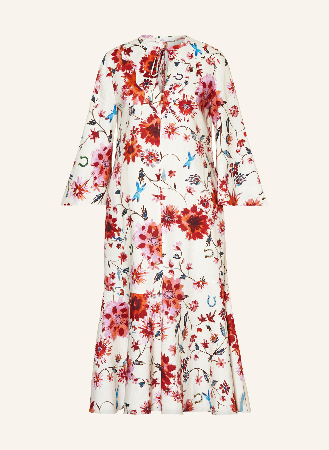 DOROTHEE SCHUMACHER Sukienka z lnu FLORAL EASE II DRESS, Kolor: KREMOWY/ CZERWONY/ NIEBIESKI (Obrazek 1)