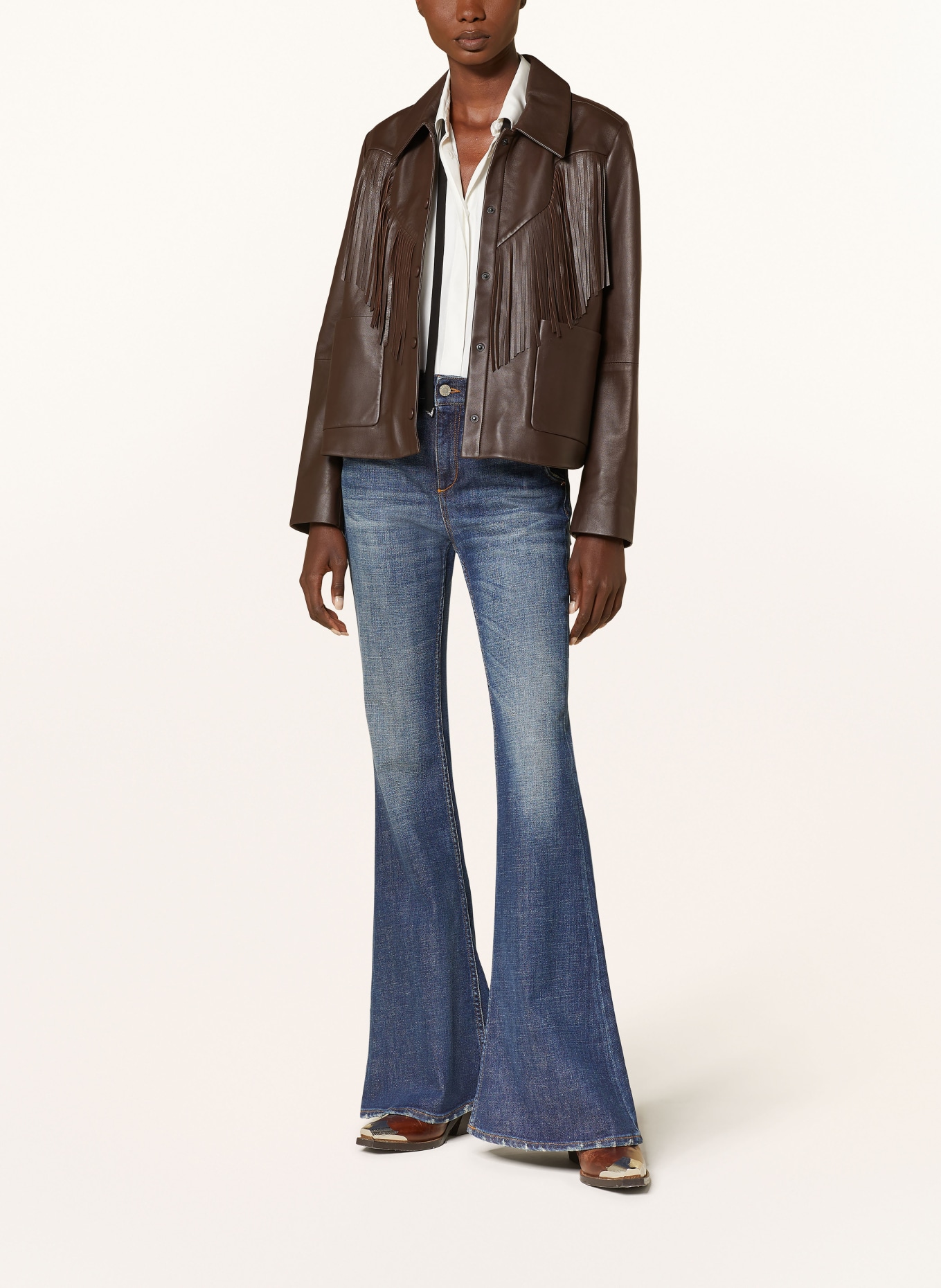 DOROTHEE SCHUMACHER Lederjacke SLEEK STATEMENT JACKET, Farbe: DUNKELBRAUN (Bild 2)