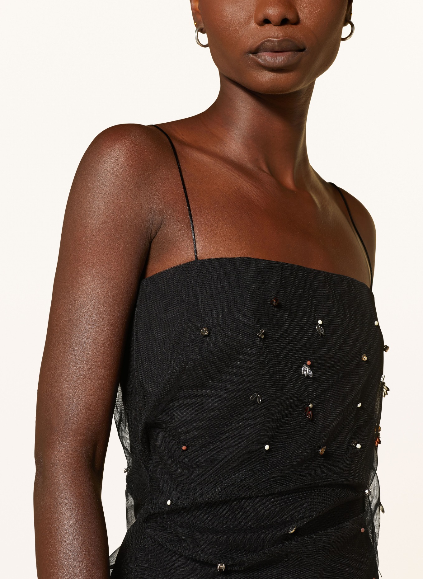 DOROTHEE SCHUMACHER Blouse top EMOTIONAL ESSENCE I TOP with tulle and decorative beads, Color: BLACK (Image 4)