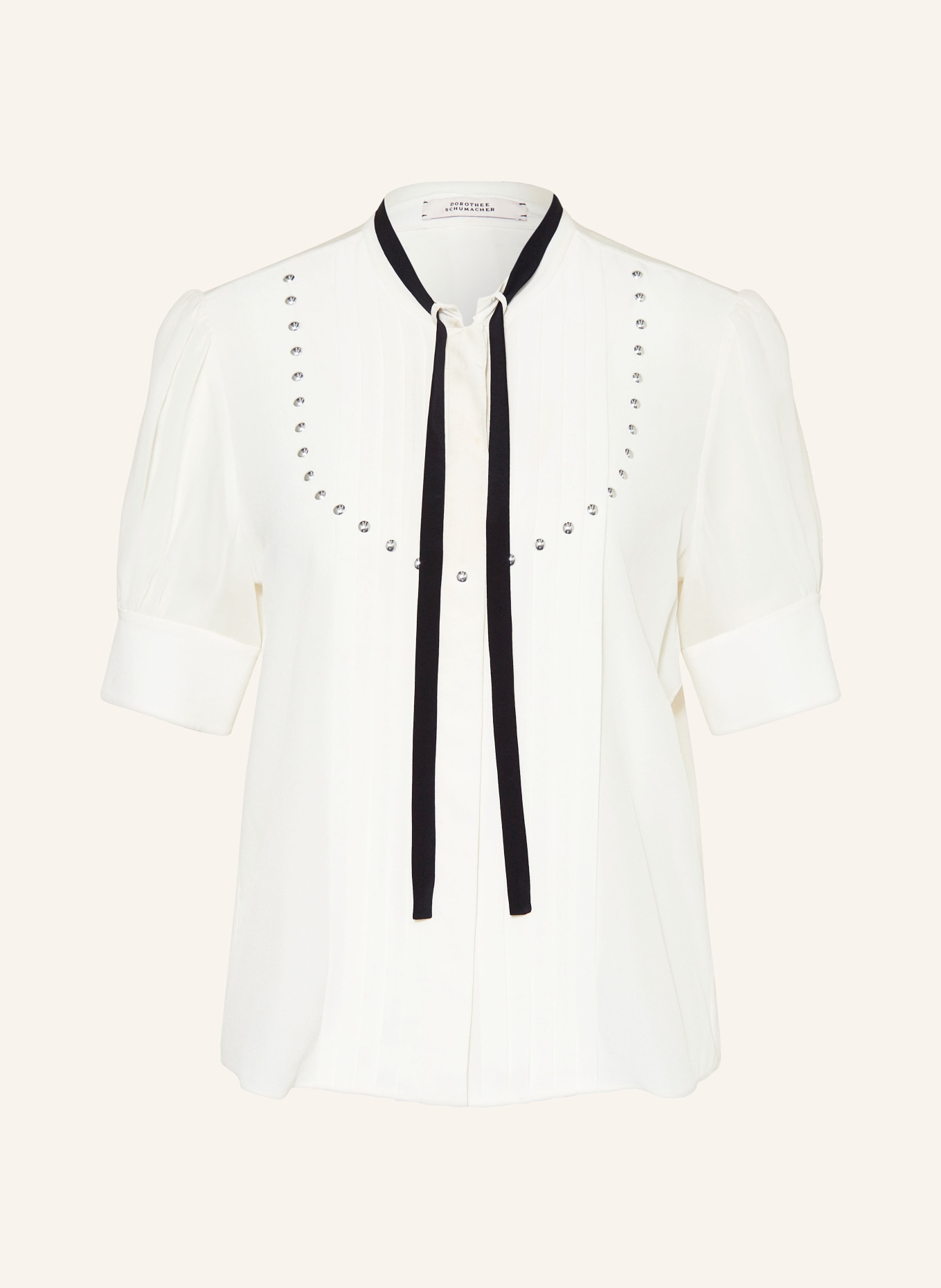 DOROTHEE SCHUMACHER Silk blouse PLEATED BEAUTY BLOUSE with rivets, Color: WHITE (Image 1)