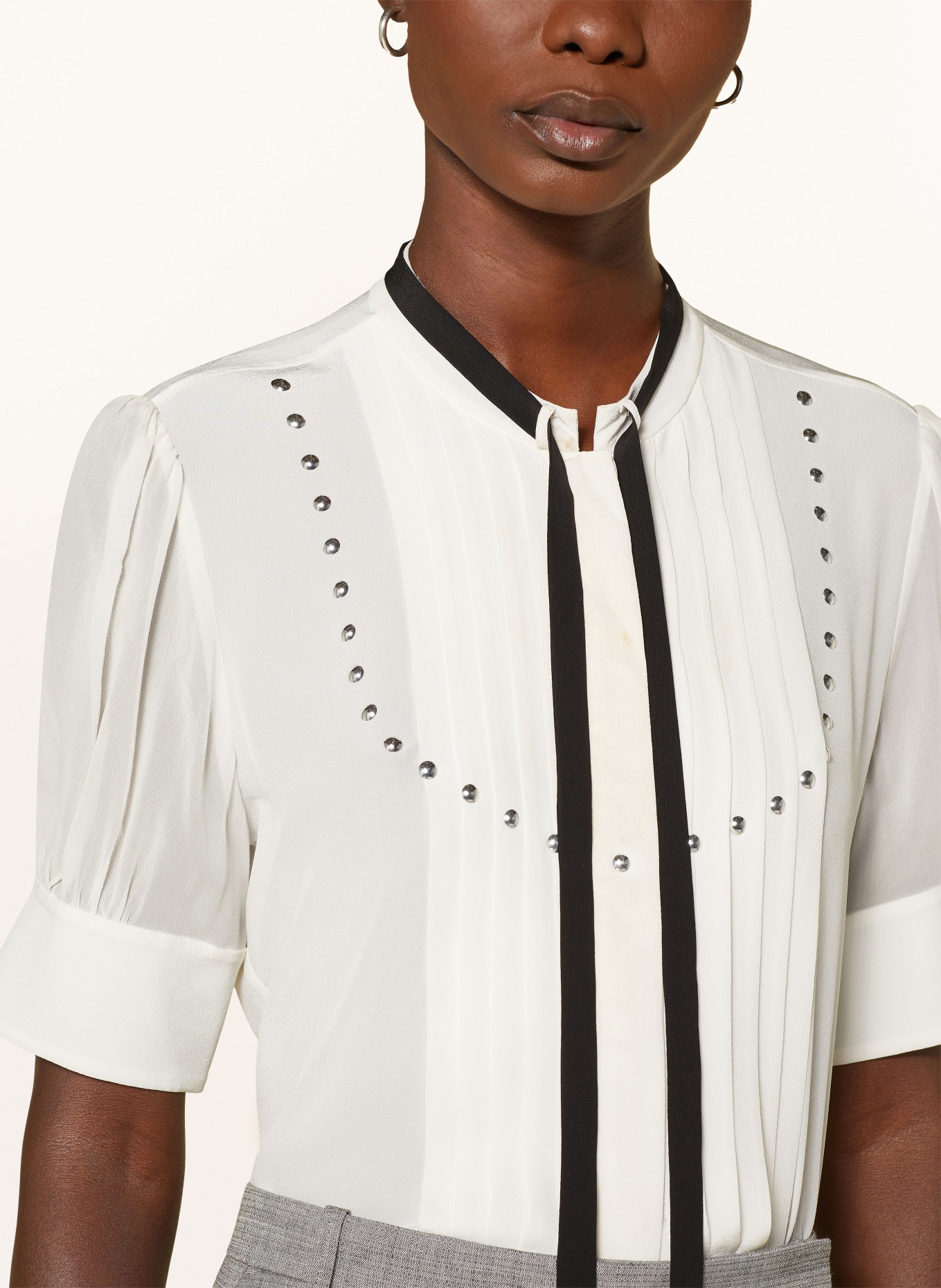 DOROTHEE SCHUMACHER Silk blouse PLEATED BEAUTY BLOUSE with rivets, Color: WHITE (Image 4)