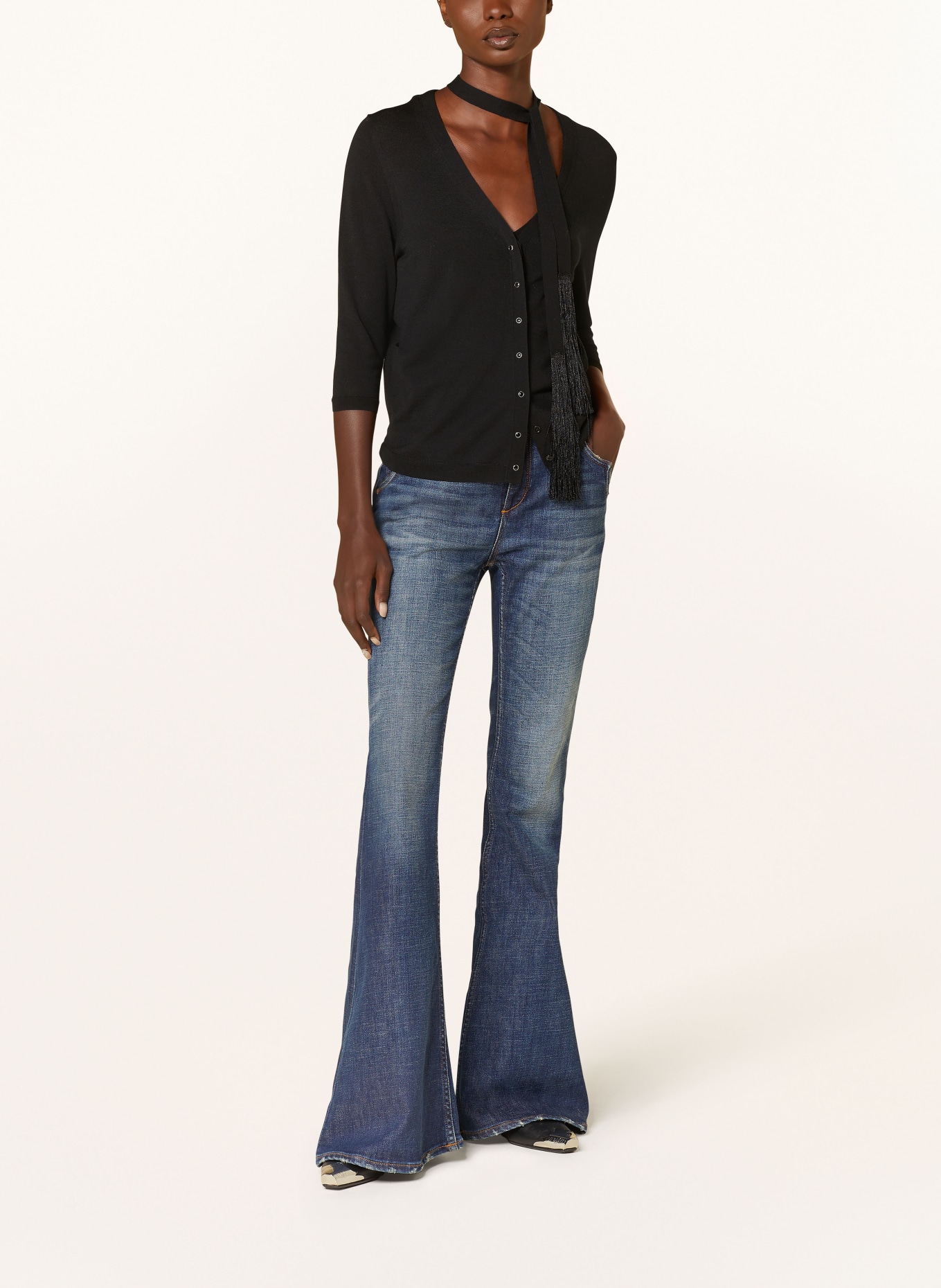DOROTHEE SCHUMACHER Cardigan REFINED ESSENTIAL CARDIGAN with 3/4 sleeves, Color: BLACK (Image 2)