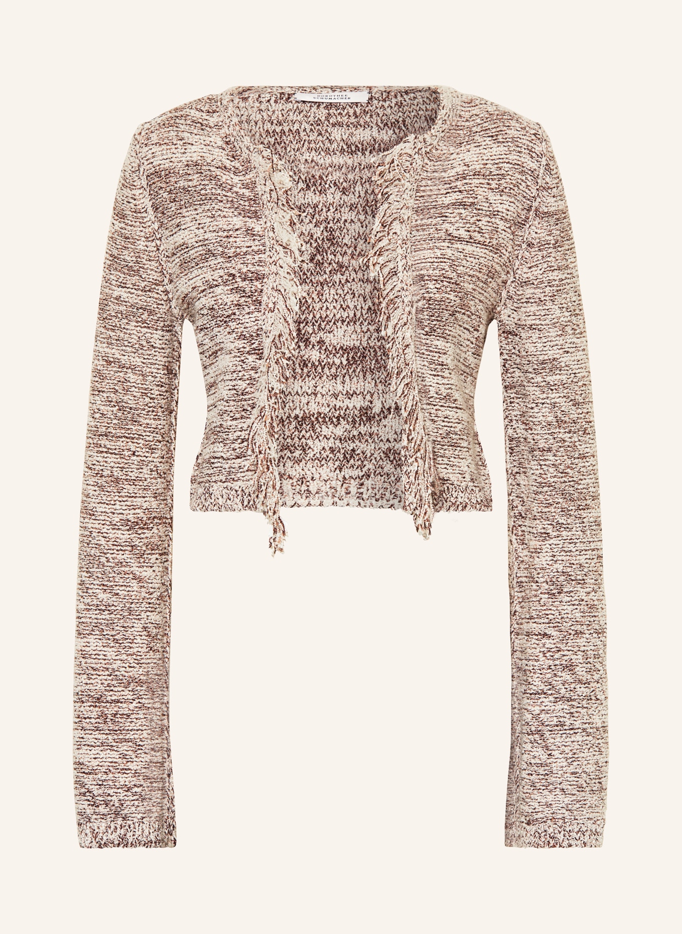 DOROTHEE SCHUMACHER Knit cardigan AUTUMN SPARKLE CARDIGAN with glitter thread, Color: BEIGE/ BROWN (Image 1)