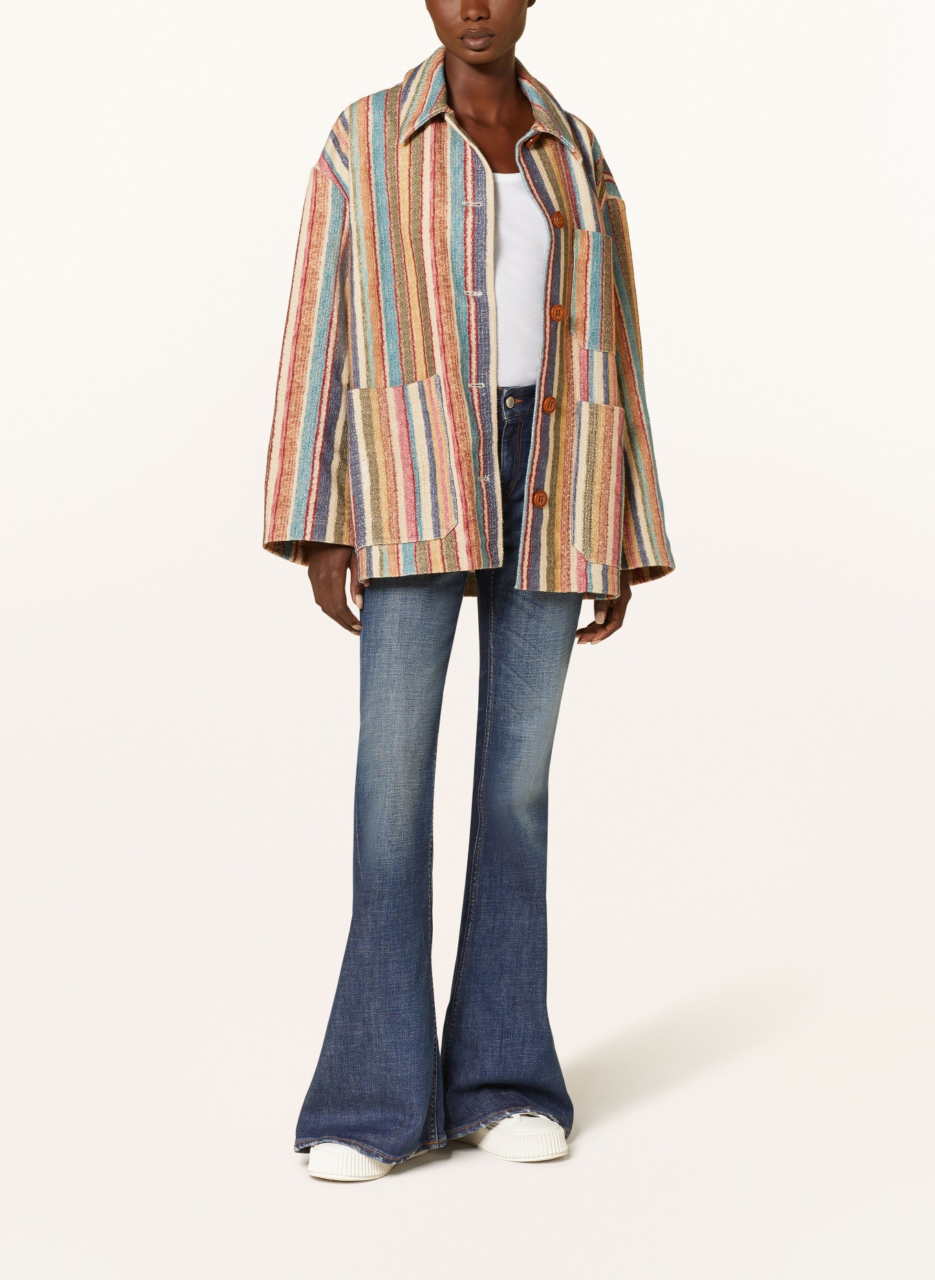 DOROTHEE SCHUMACHER Jacke STRIPED COMFORT JACKET: BLAU / GRÜN / BRAUN