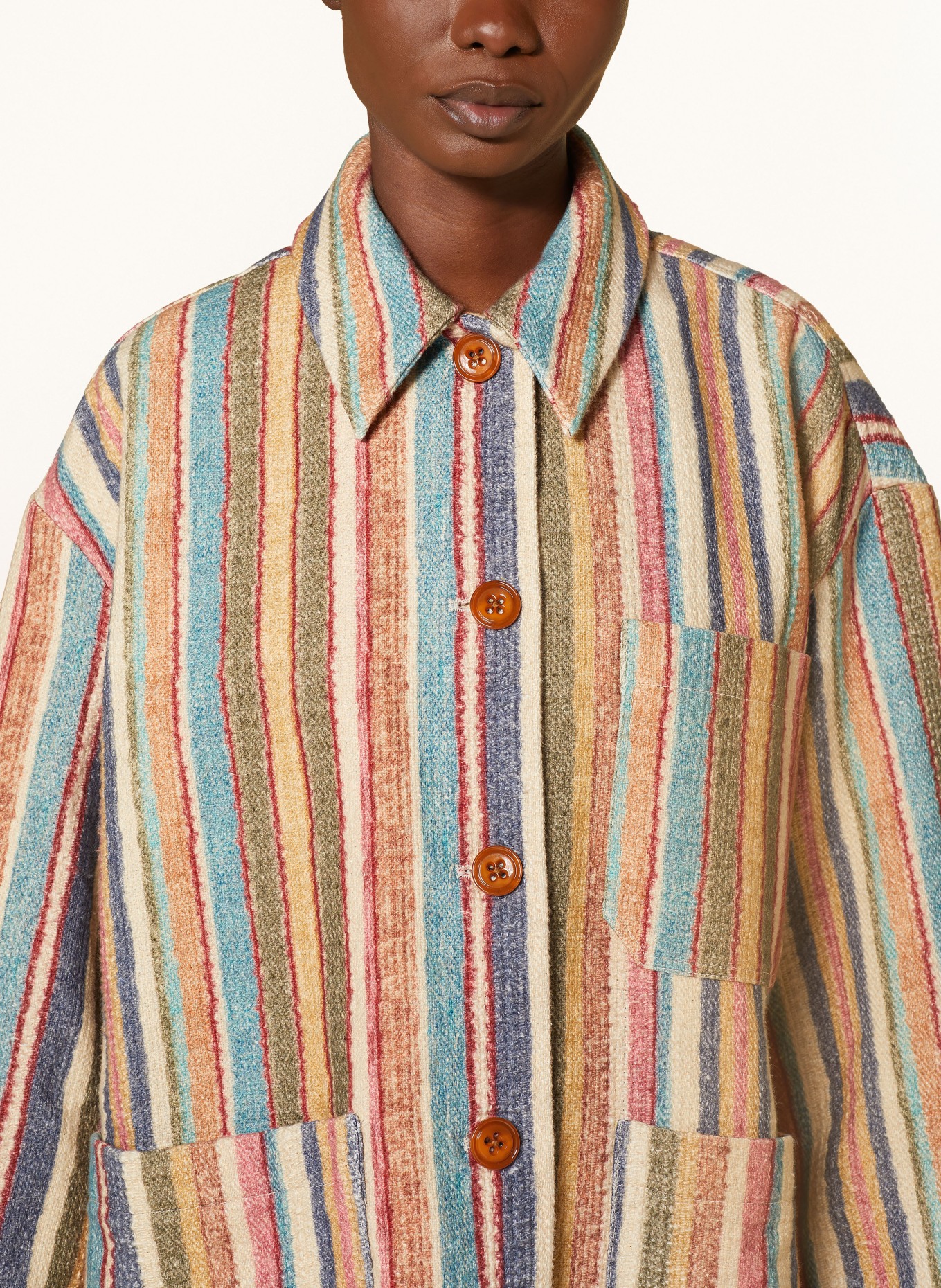DOROTHEE SCHUMACHER Jacke STRIPED COMFORT JACKET: BLAU / GRÜN / BRAUN