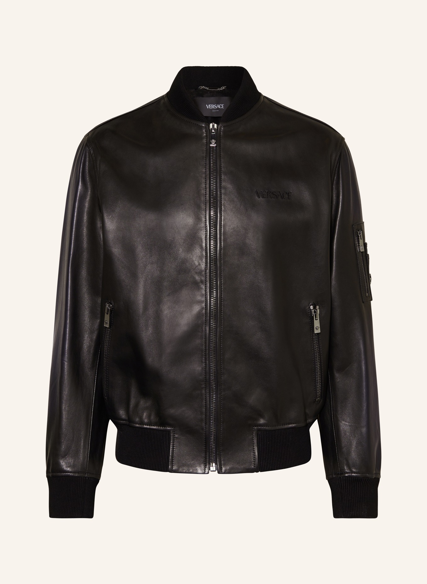 VERSACE Leather jacket, Color: BLACK (Image 1)
