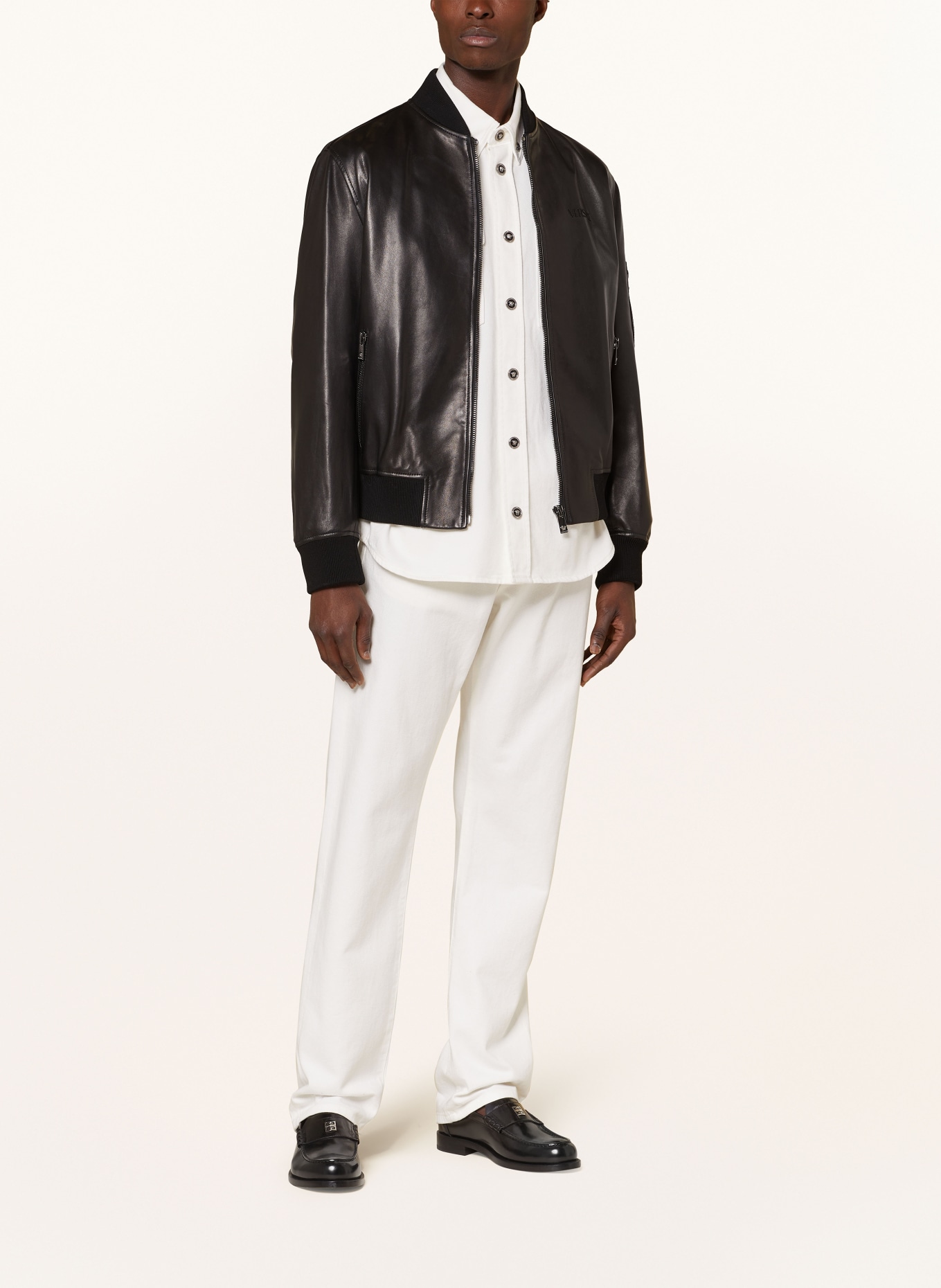 VERSACE Leather jacket, Color: BLACK (Image 2)