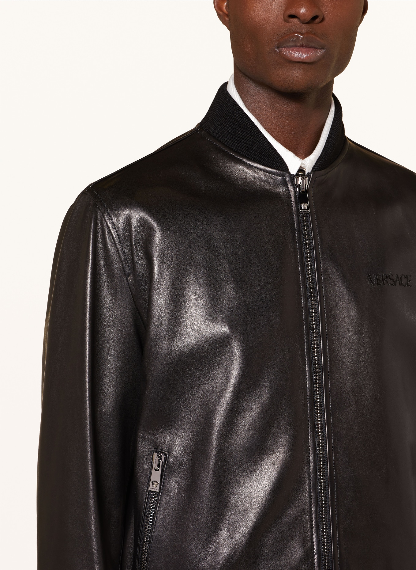 VERSACE Leather jacket, Color: BLACK (Image 4)