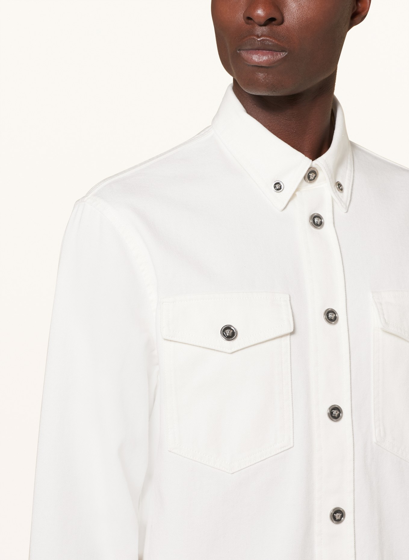 VERSACE Denim shirt, Color: WHITE (Image 4)