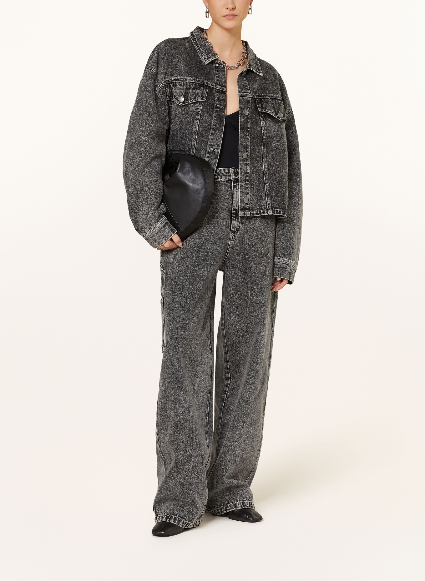 KARO KAUER Kurtka jeansowa oversize, Kolor: 835 Black Denim (Obrazek 2)