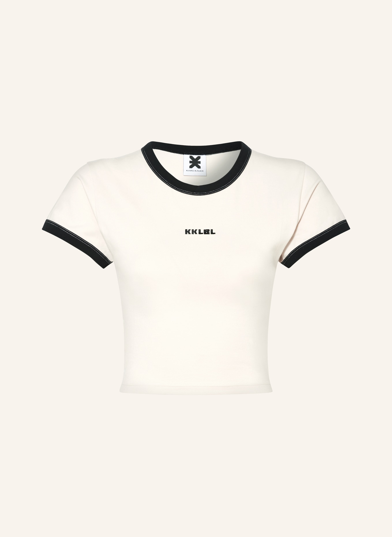 KARO KAUER Cropped shirt, Color: ROSE/ BLACK (Image 1)