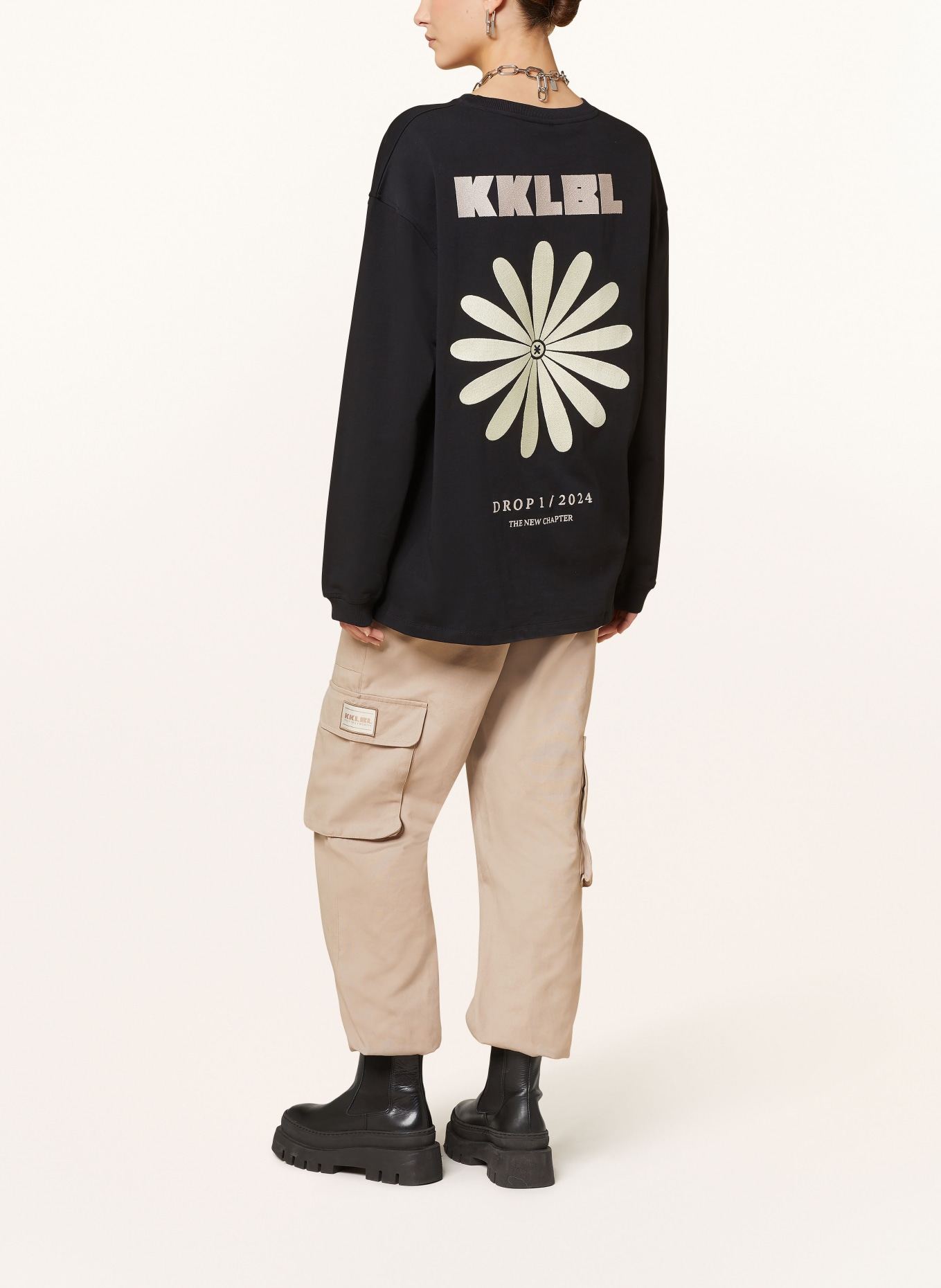 KARO KAUER Oversized tričko s dlouhým rukávem, Barva: ČERNÁ (Obrázek 2)