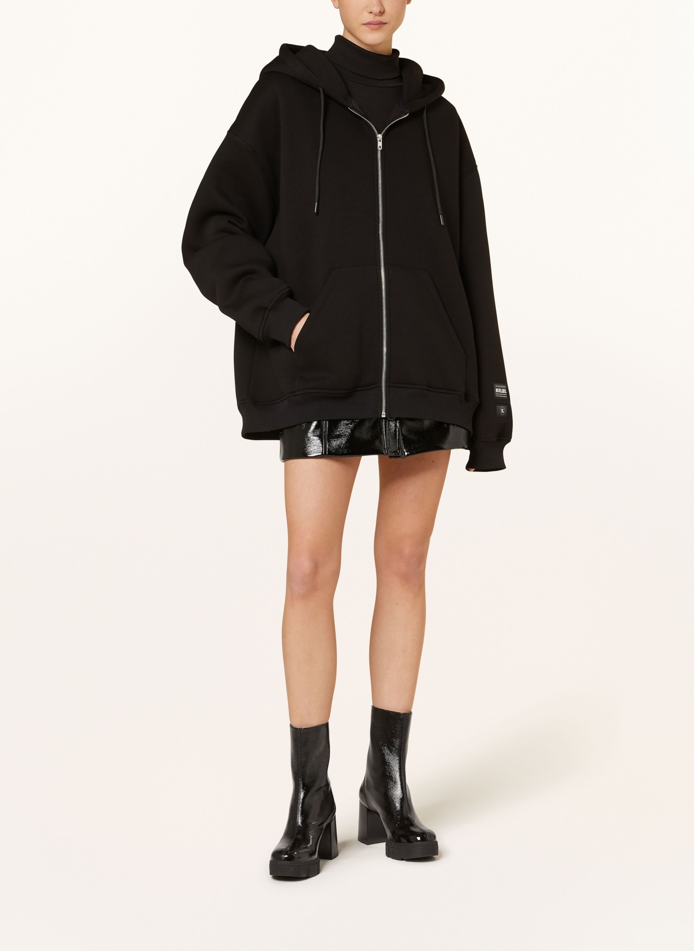 KARO KAUER Oversized sweat jacket, Color: BLACK (Image 3)