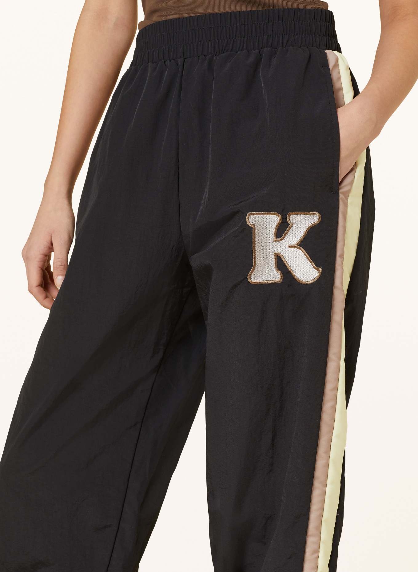KARO KAUER Track pants, Color: BLACK/ BEIGE/ LIGHT YELLOW (Image 5)