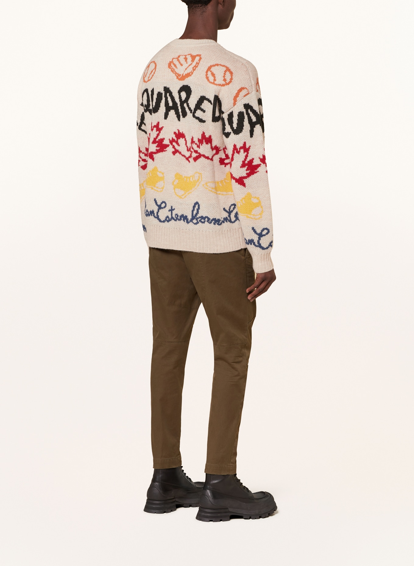 DSQUARED2 Sweater with alpaca, Color: BEIGE/ RED/ BLACK (Image 3)